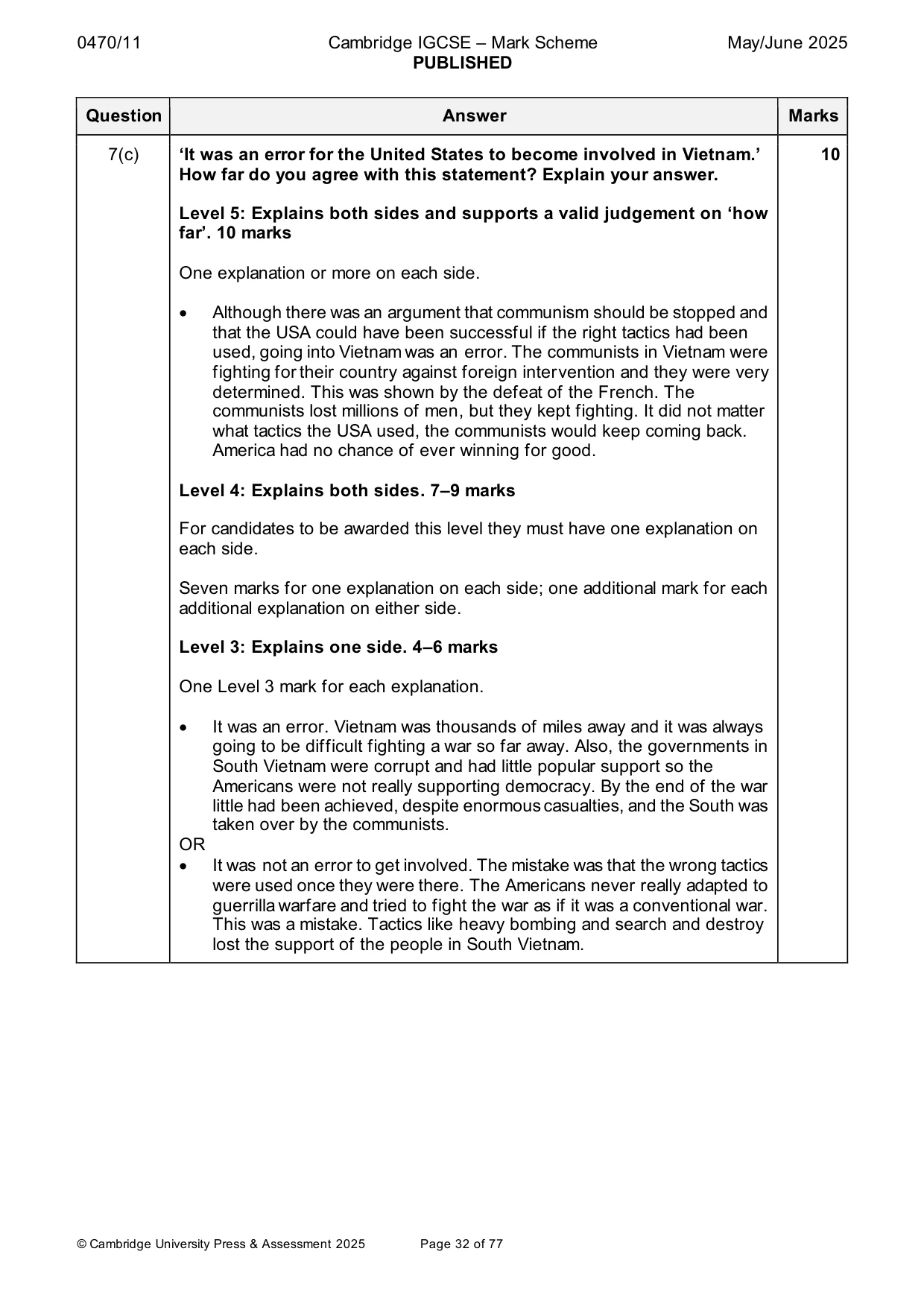 Mark scheme, page 32 of 77