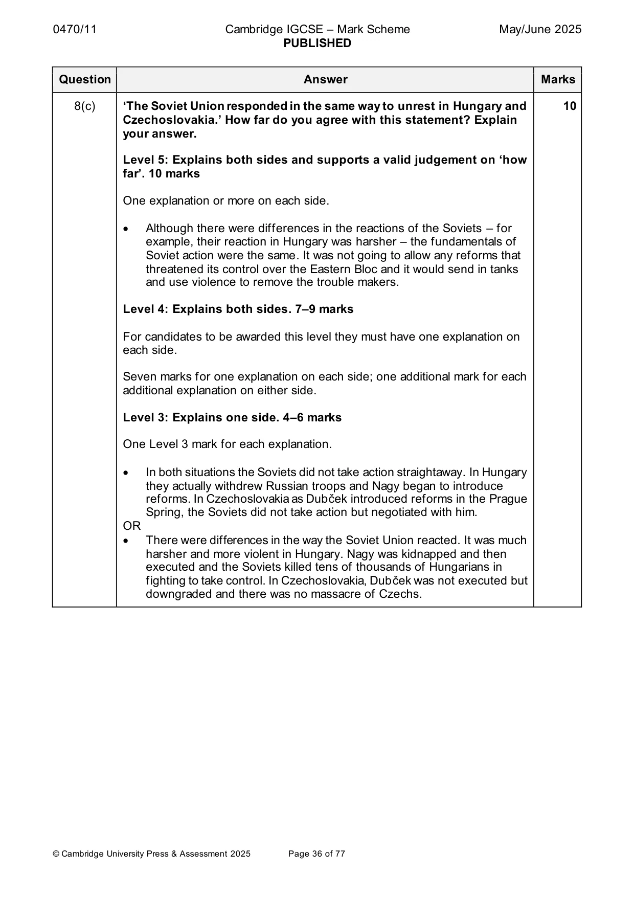 Mark scheme, page 36 of 77