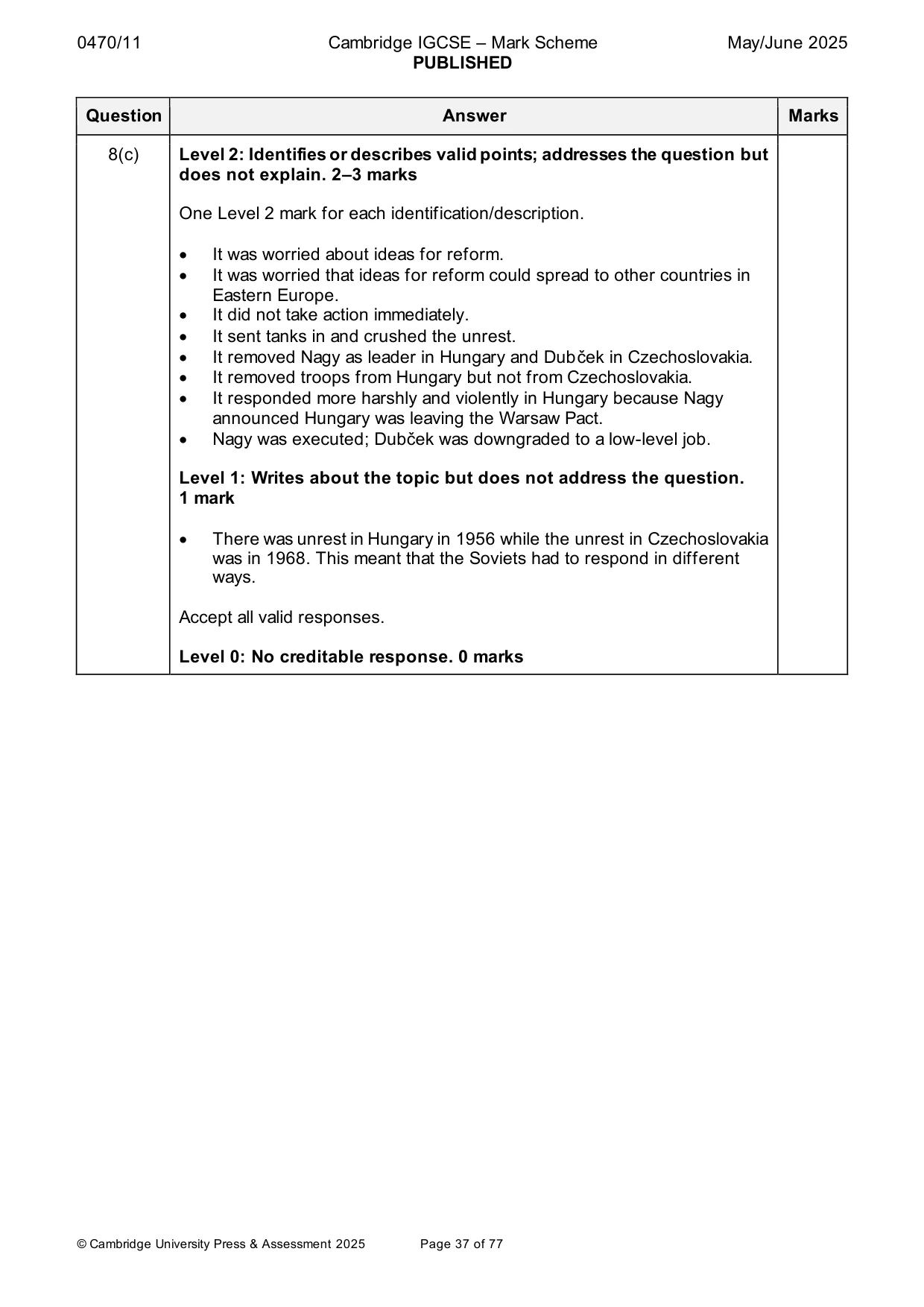 Mark scheme, page 37 of 77