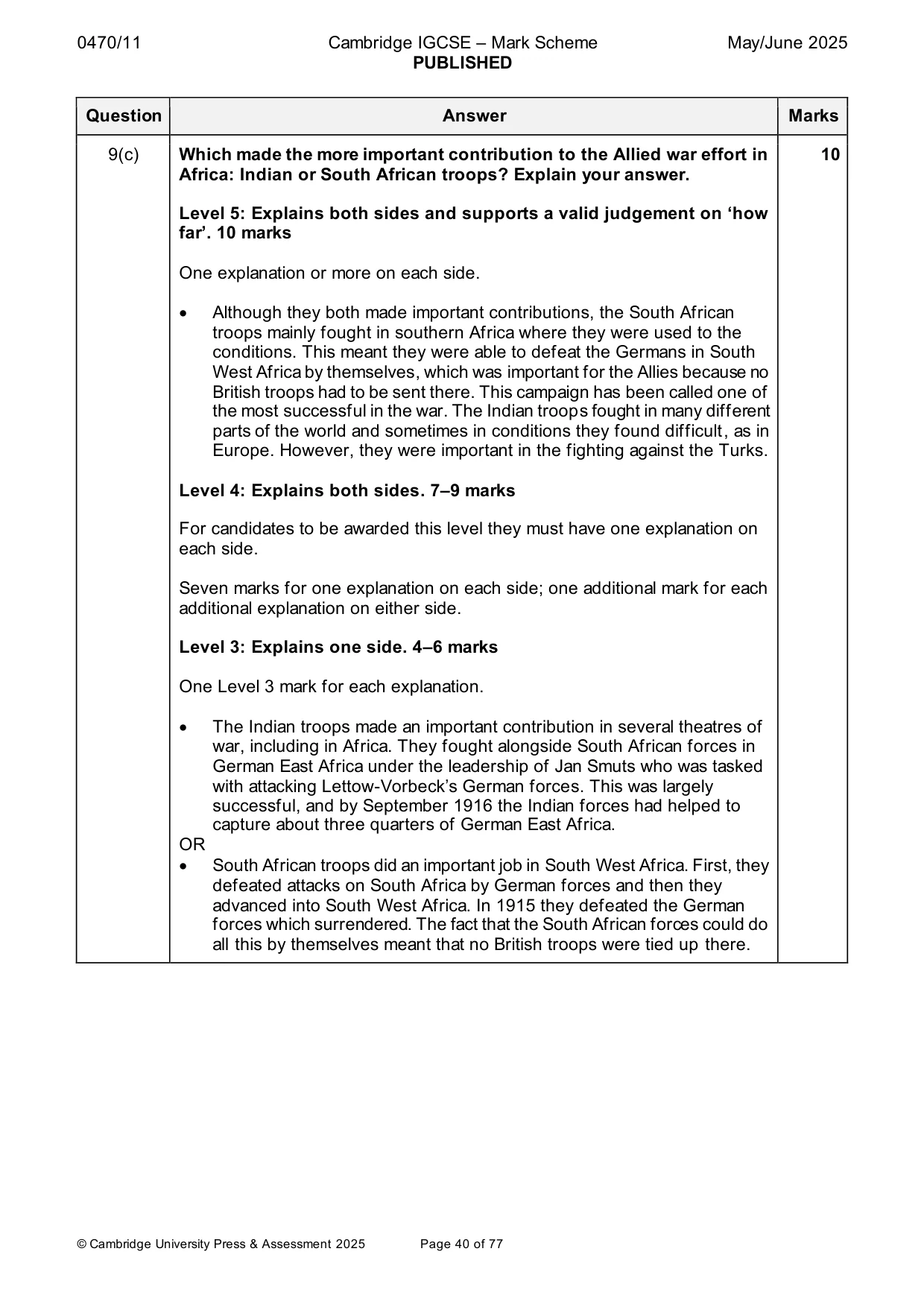 Mark scheme, page 40 of 77