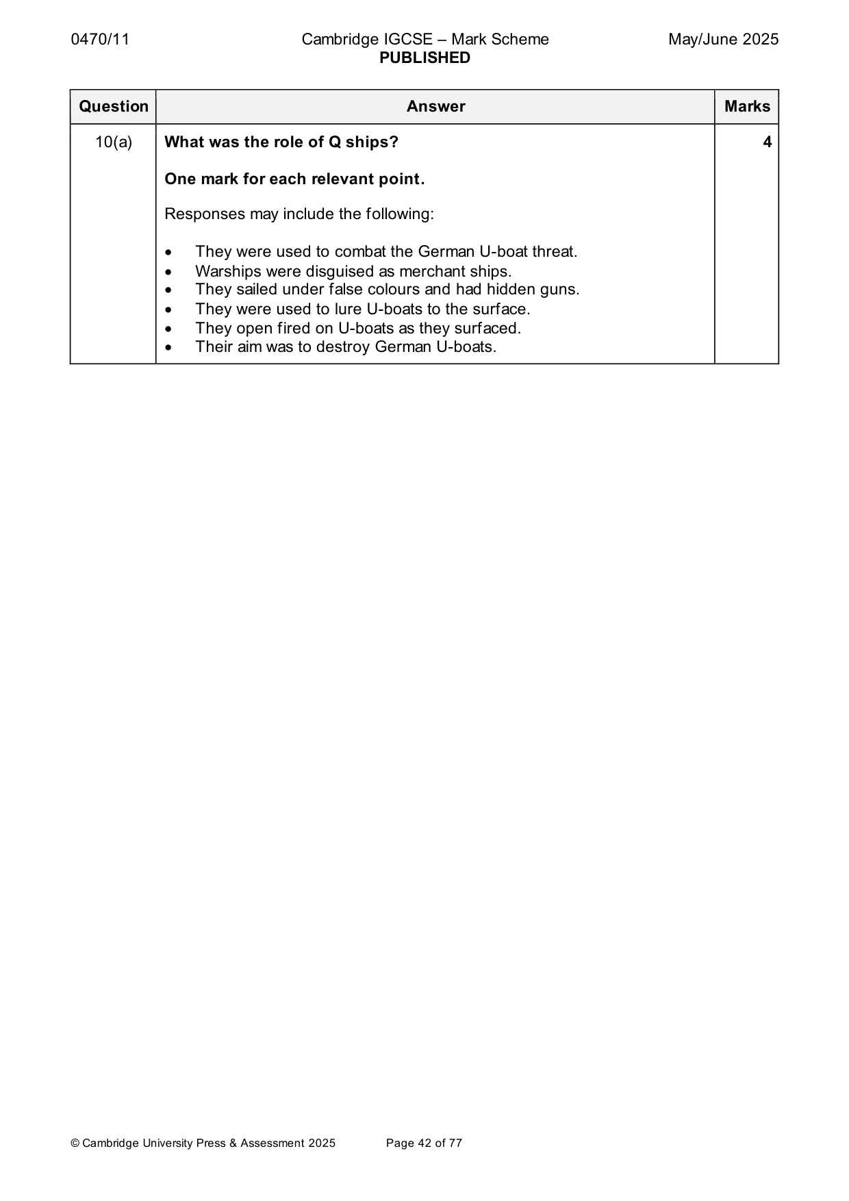 Mark scheme, page 42 of 77