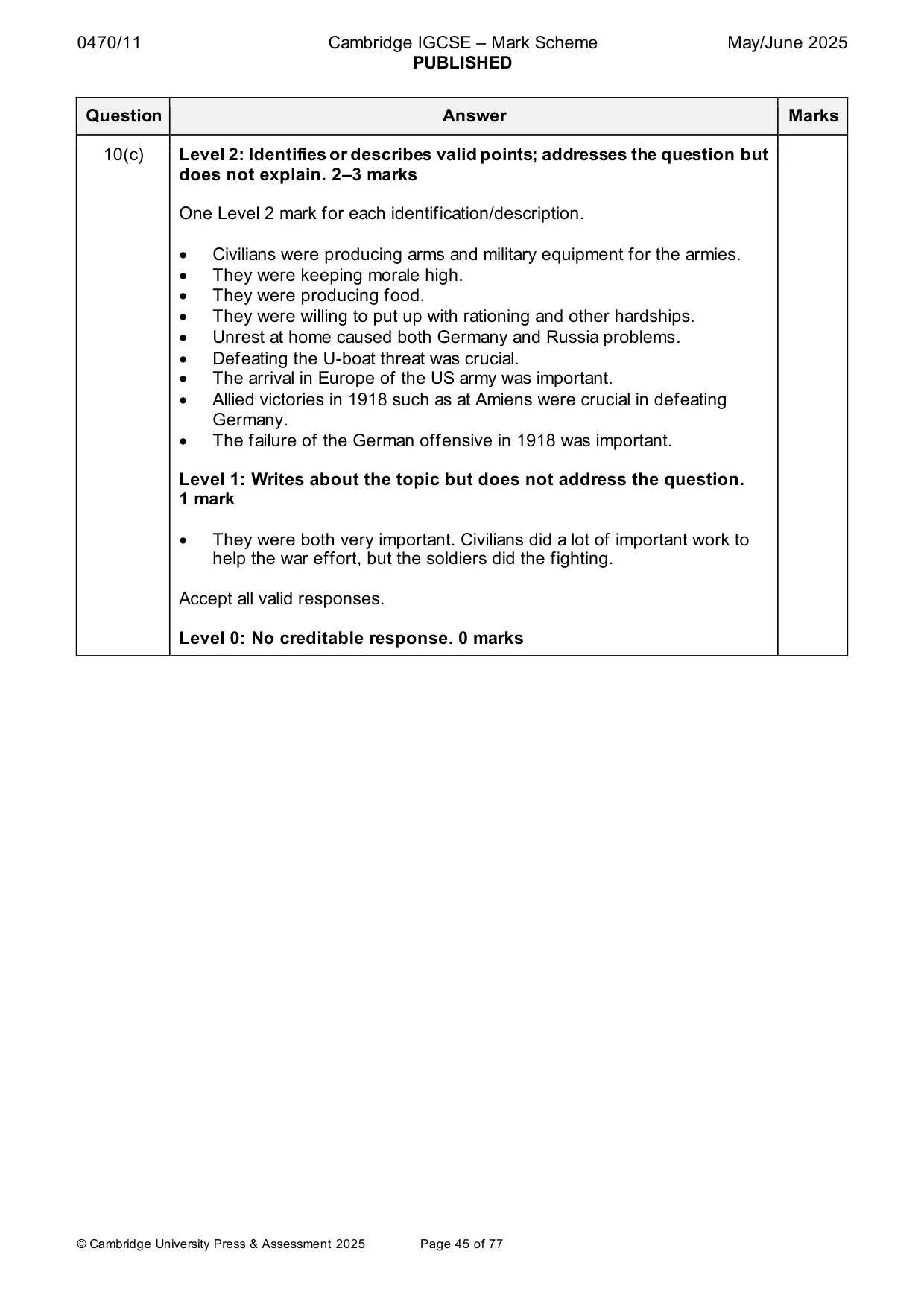 Mark scheme, page 45 of 77