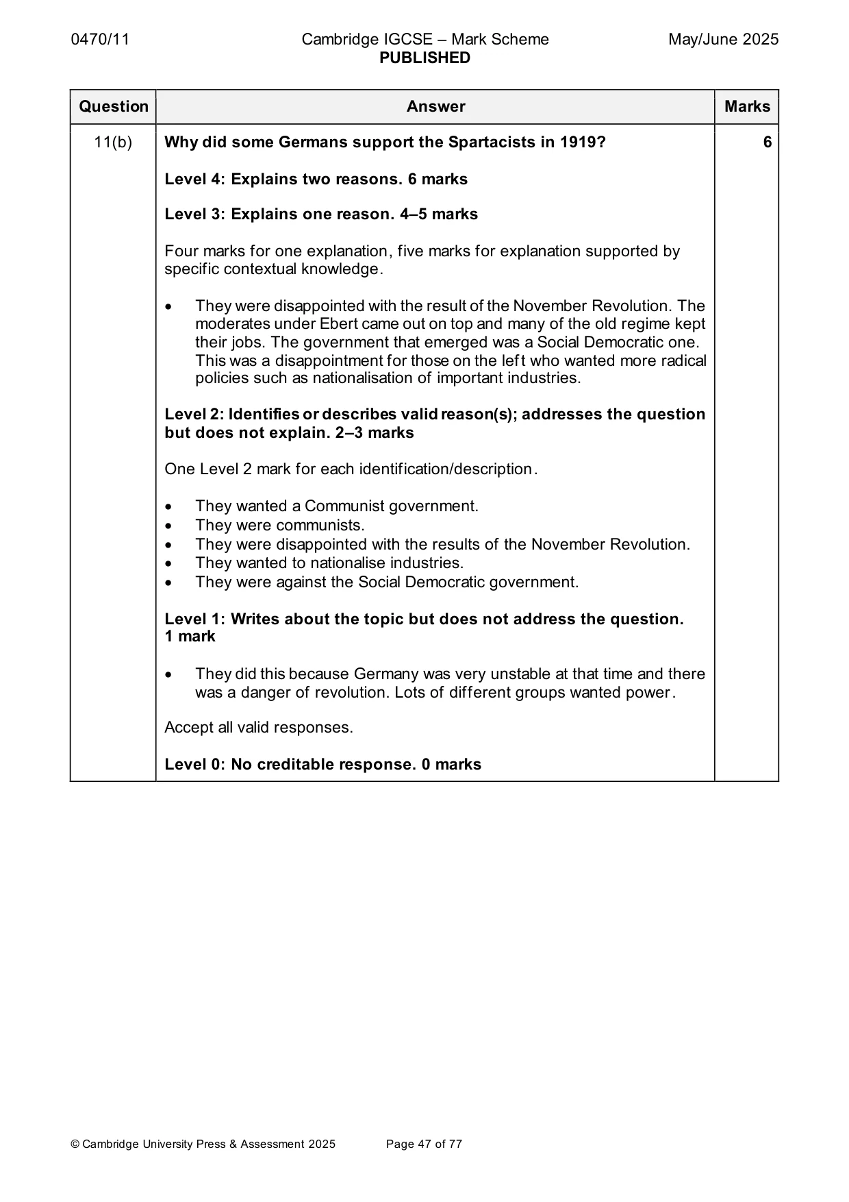 Mark scheme, page 47 of 77
