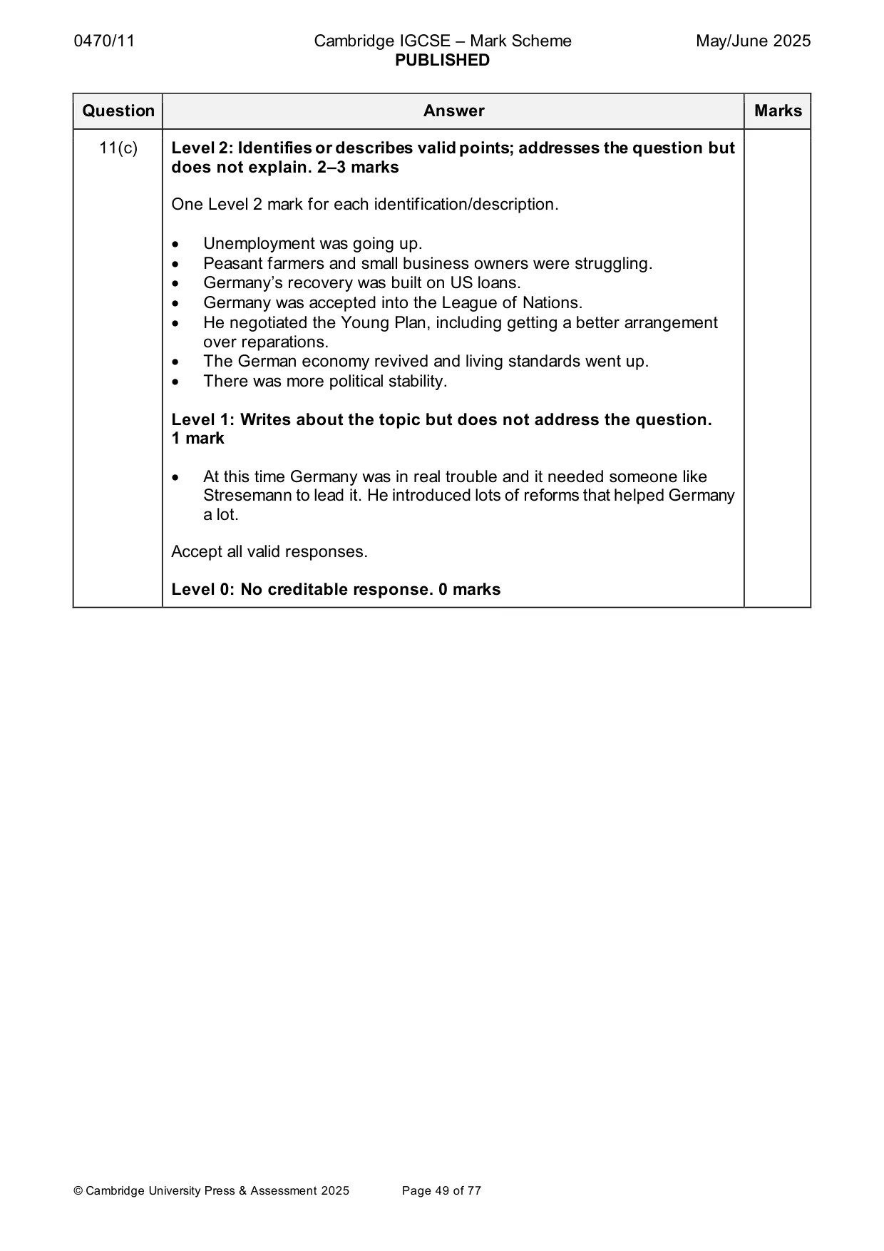 Mark scheme, page 49 of 77