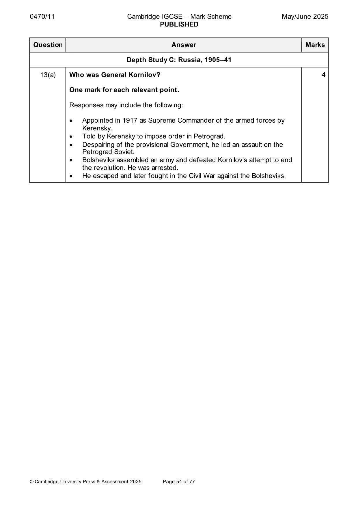Mark scheme, page 54 of 77