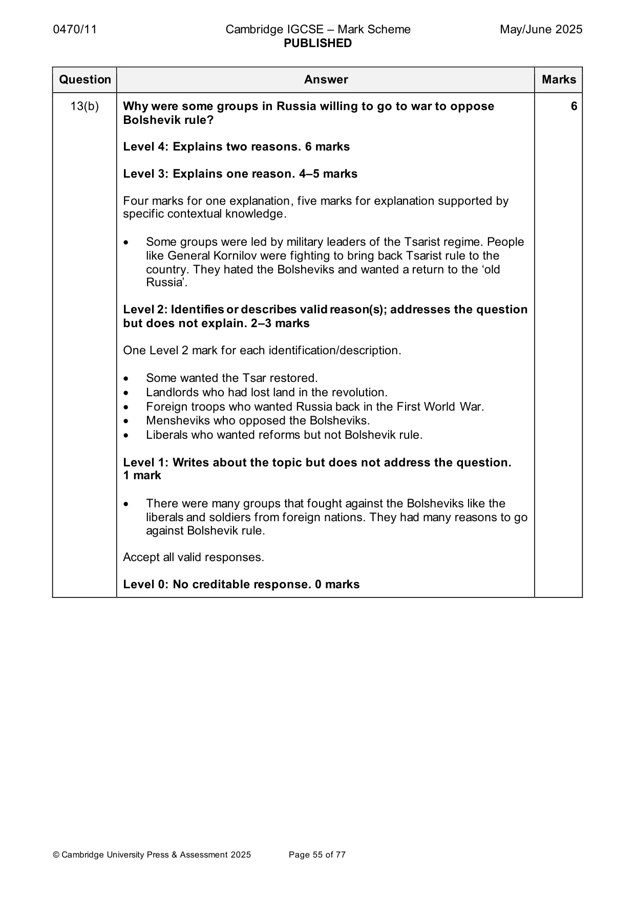 Mark scheme, page 55 of 77