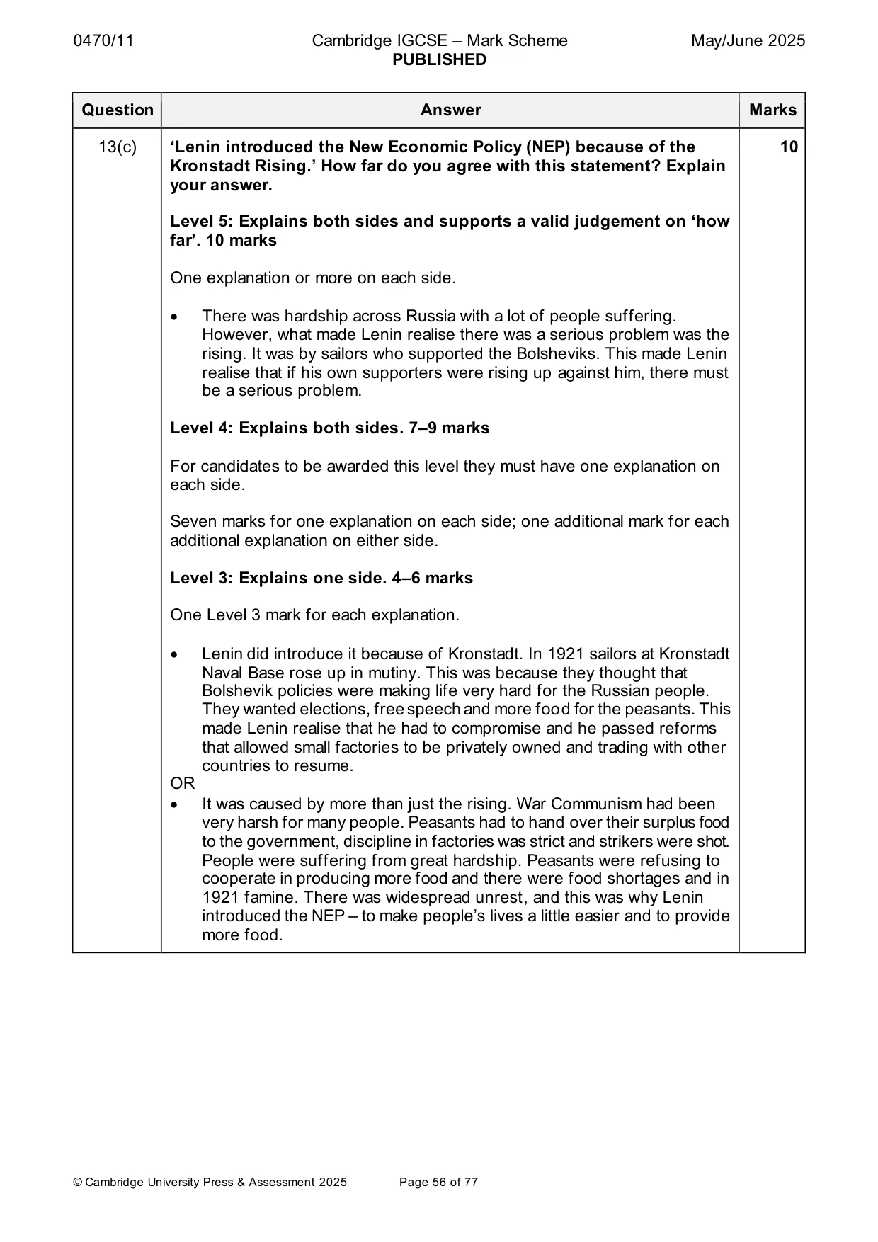 Mark scheme, page 56 of 77