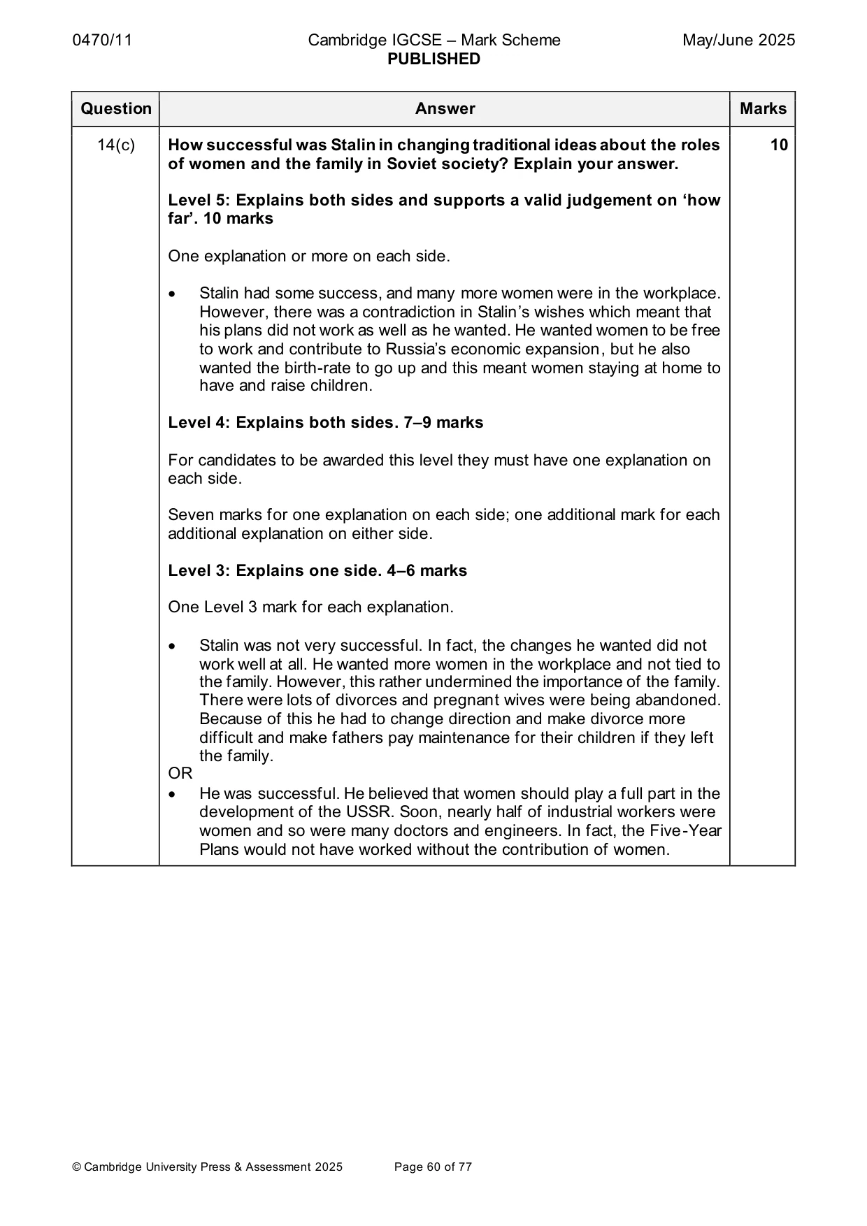 Mark scheme, page 60 of 77