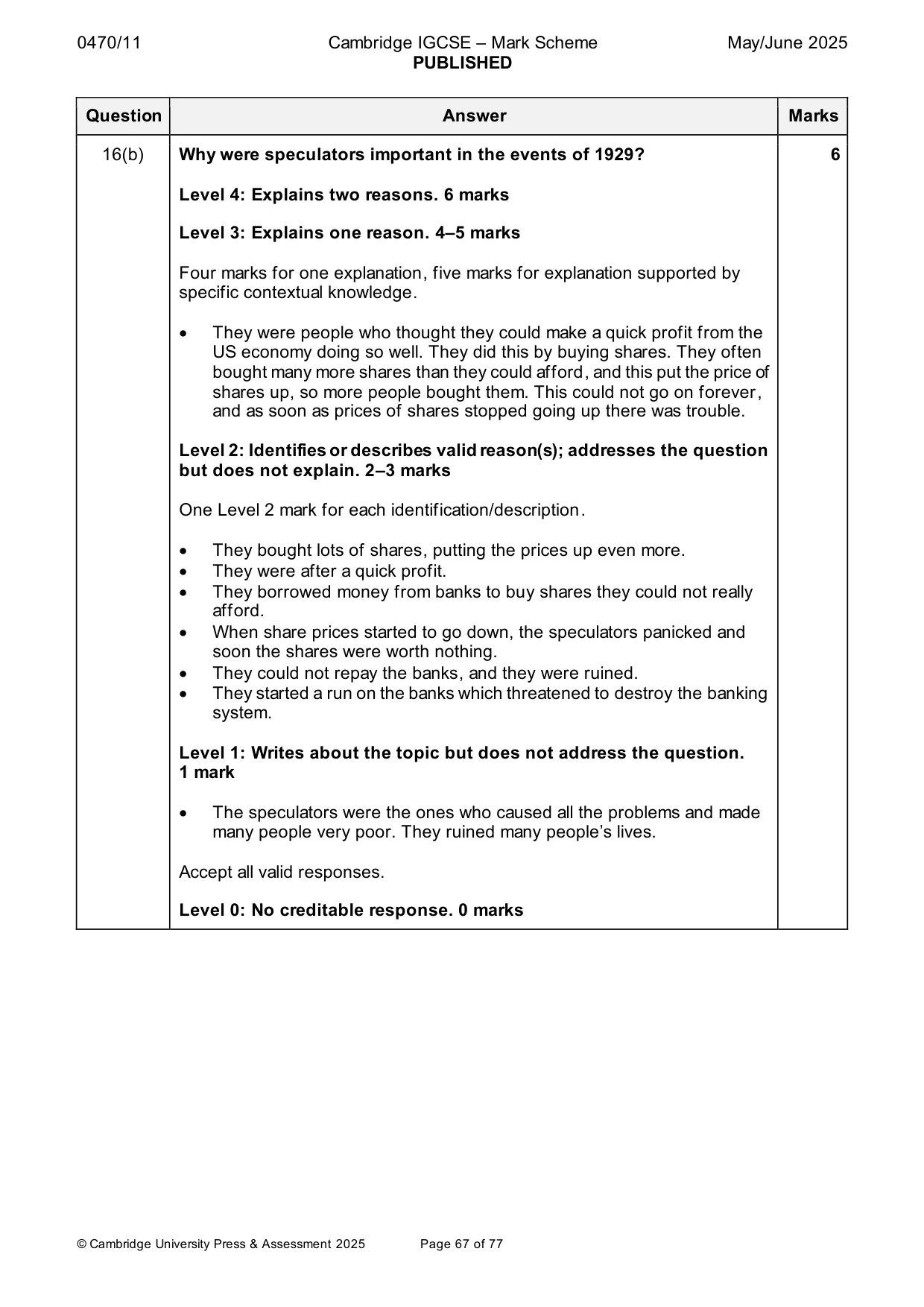 Mark scheme, page 67 of 77