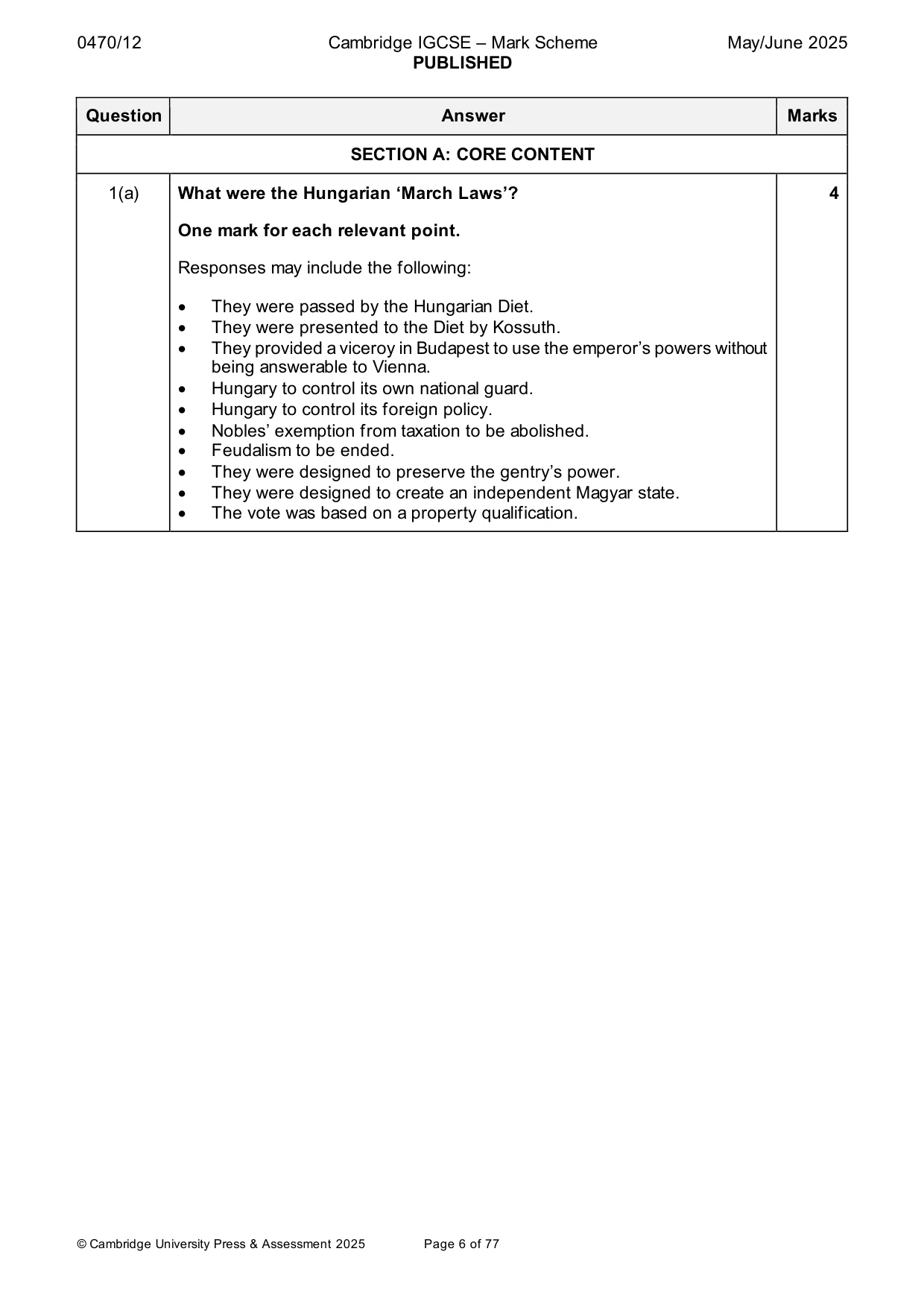 Mark scheme, page 6 of 77