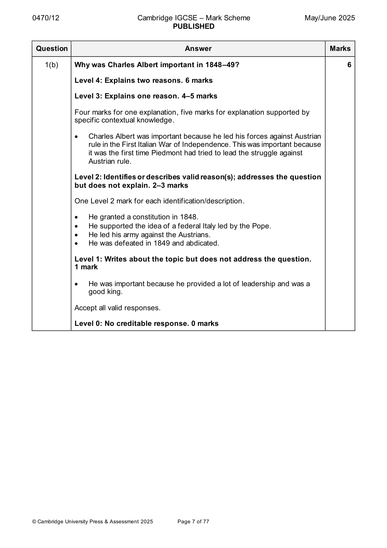 Mark scheme, page 7 of 77