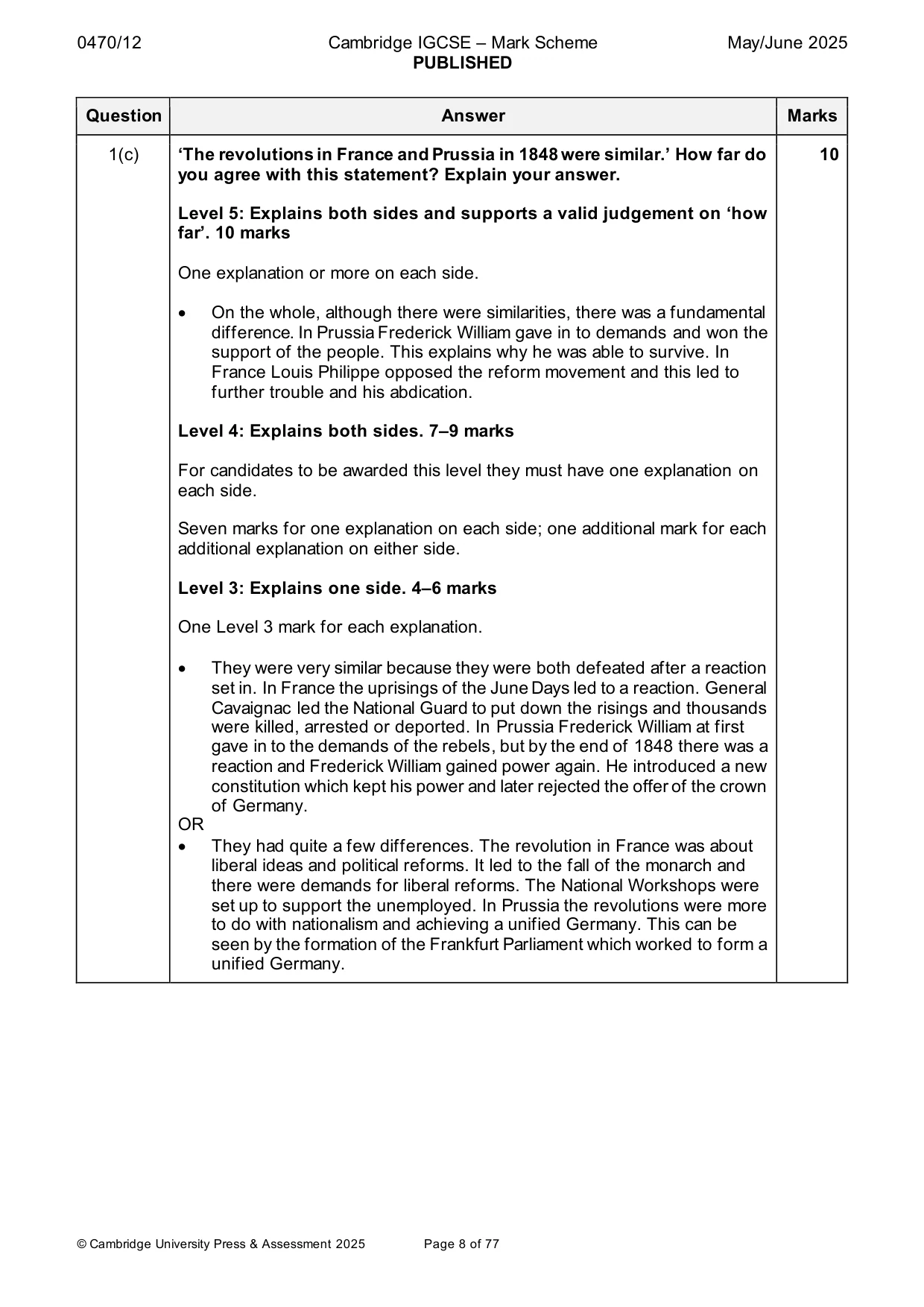 Mark scheme, page 8 of 77