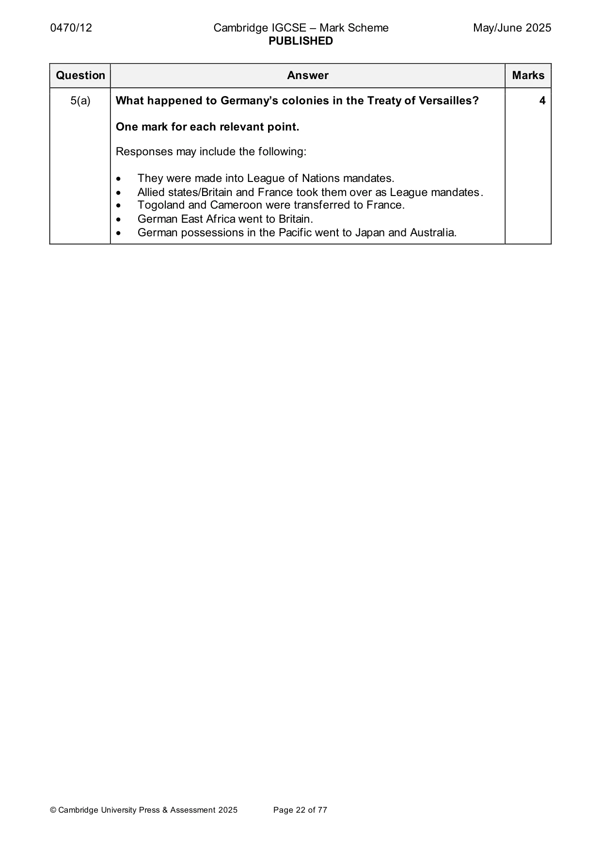 Mark scheme, page 22 of 77
