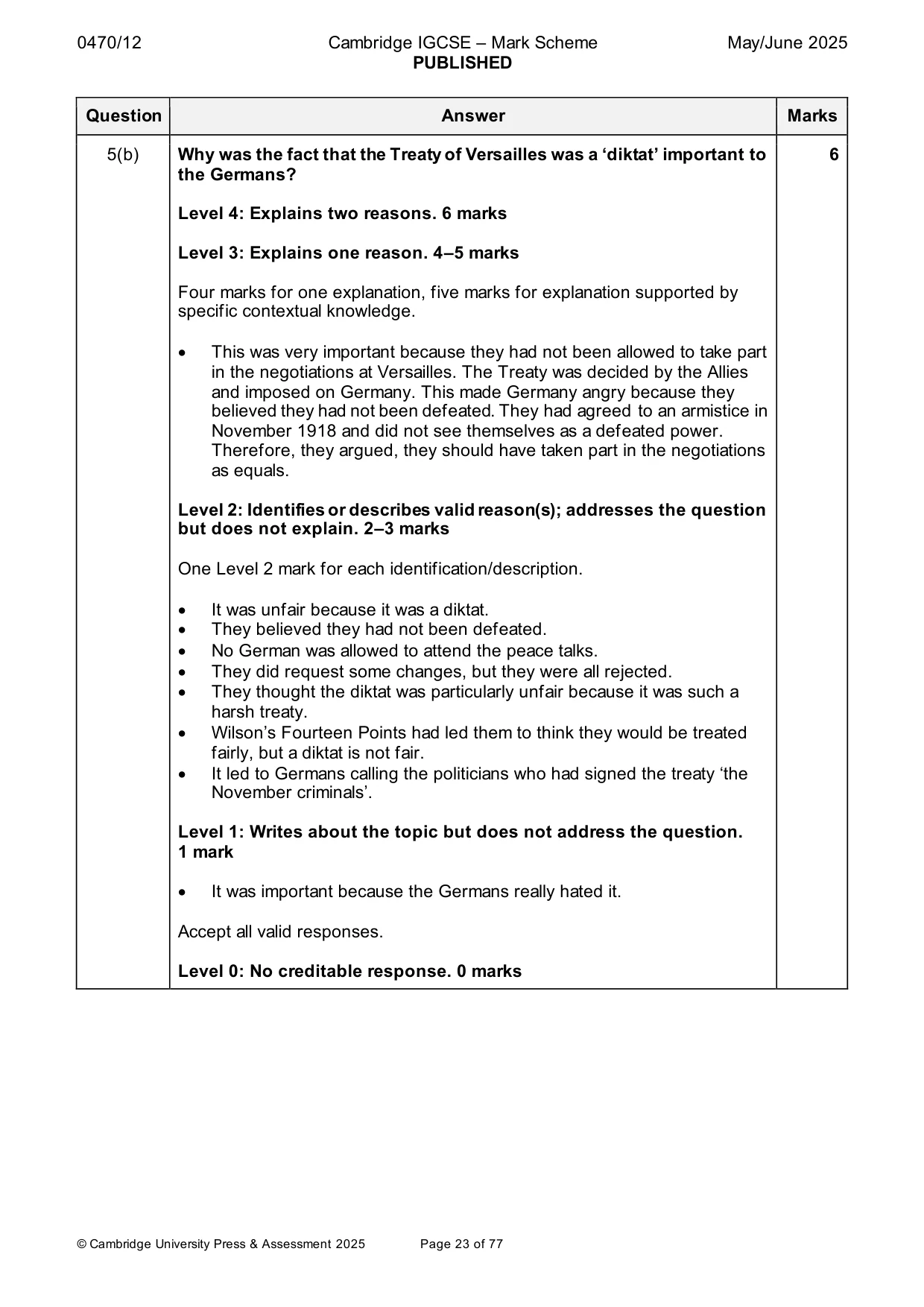 Mark scheme, page 23 of 77