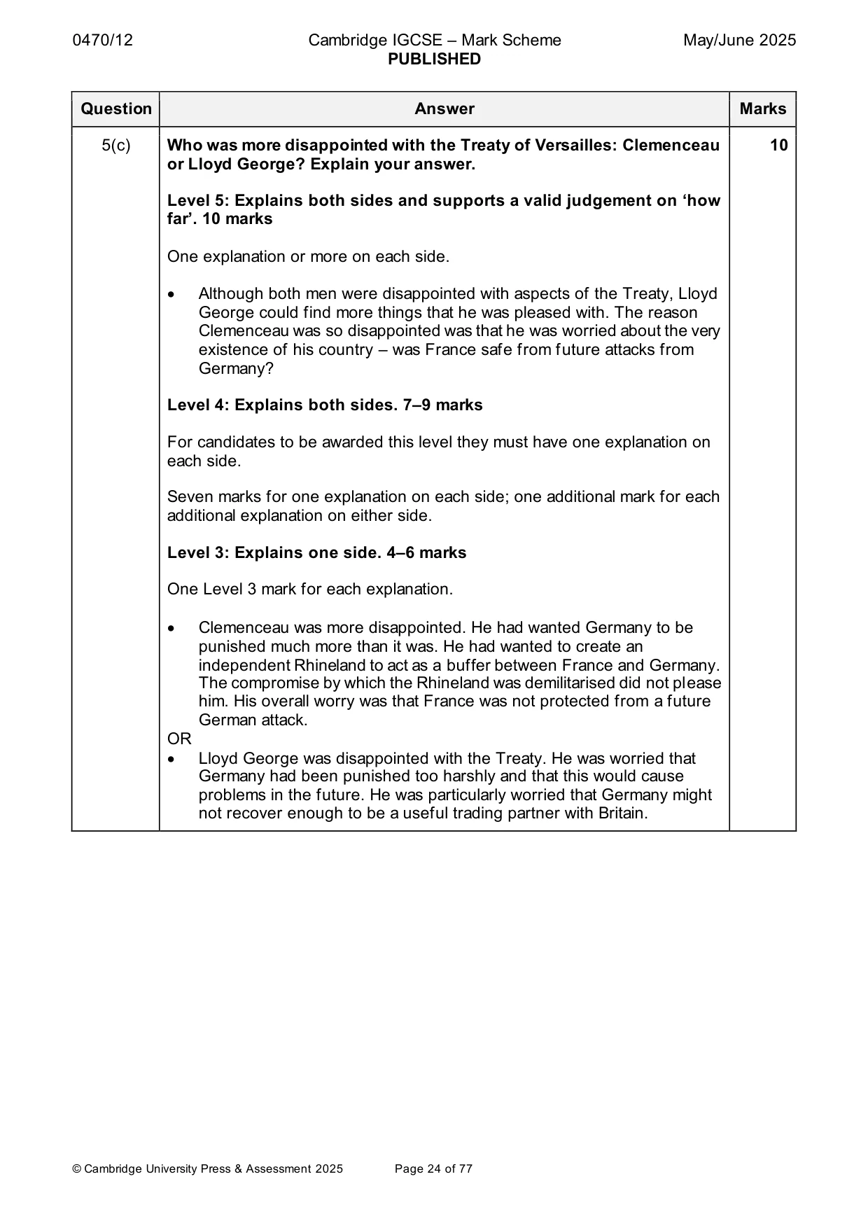 Mark scheme, page 24 of 77