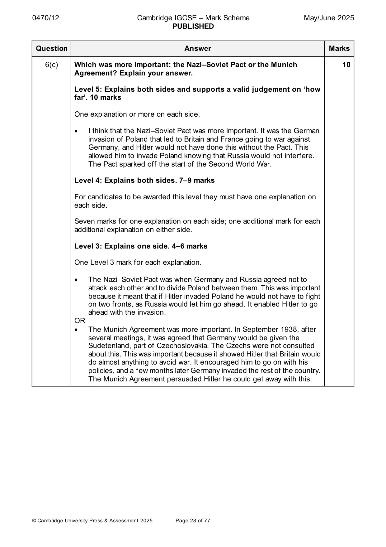 Mark scheme, page 28 of 77