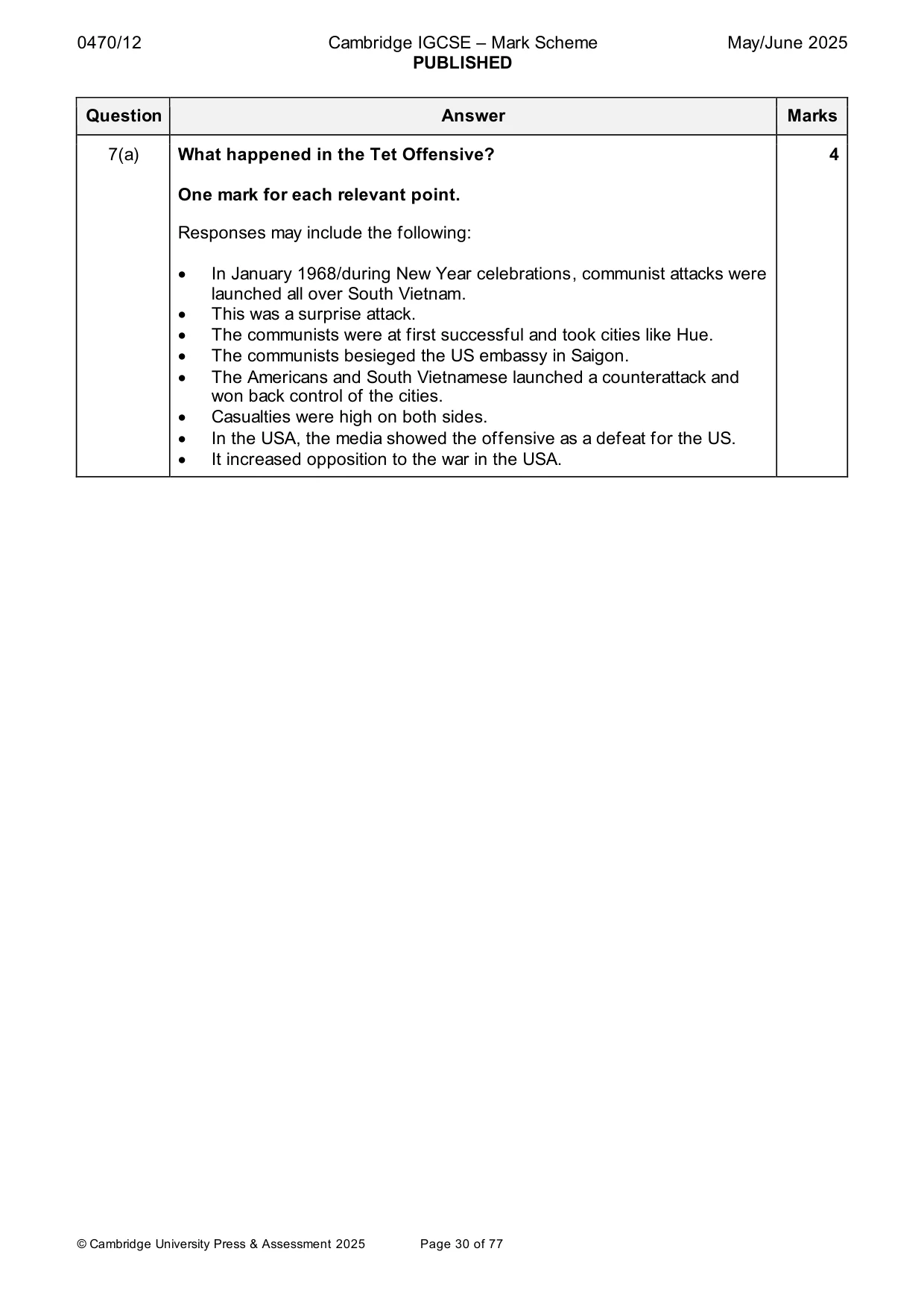 Mark scheme, page 30 of 77