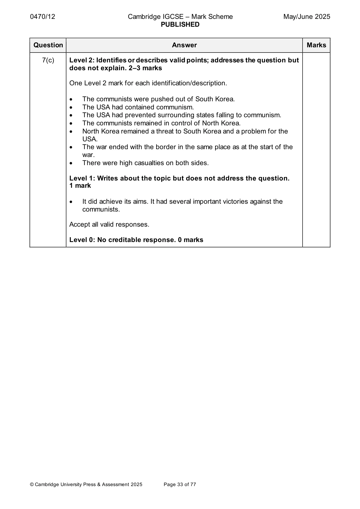 Mark scheme, page 33 of 77
