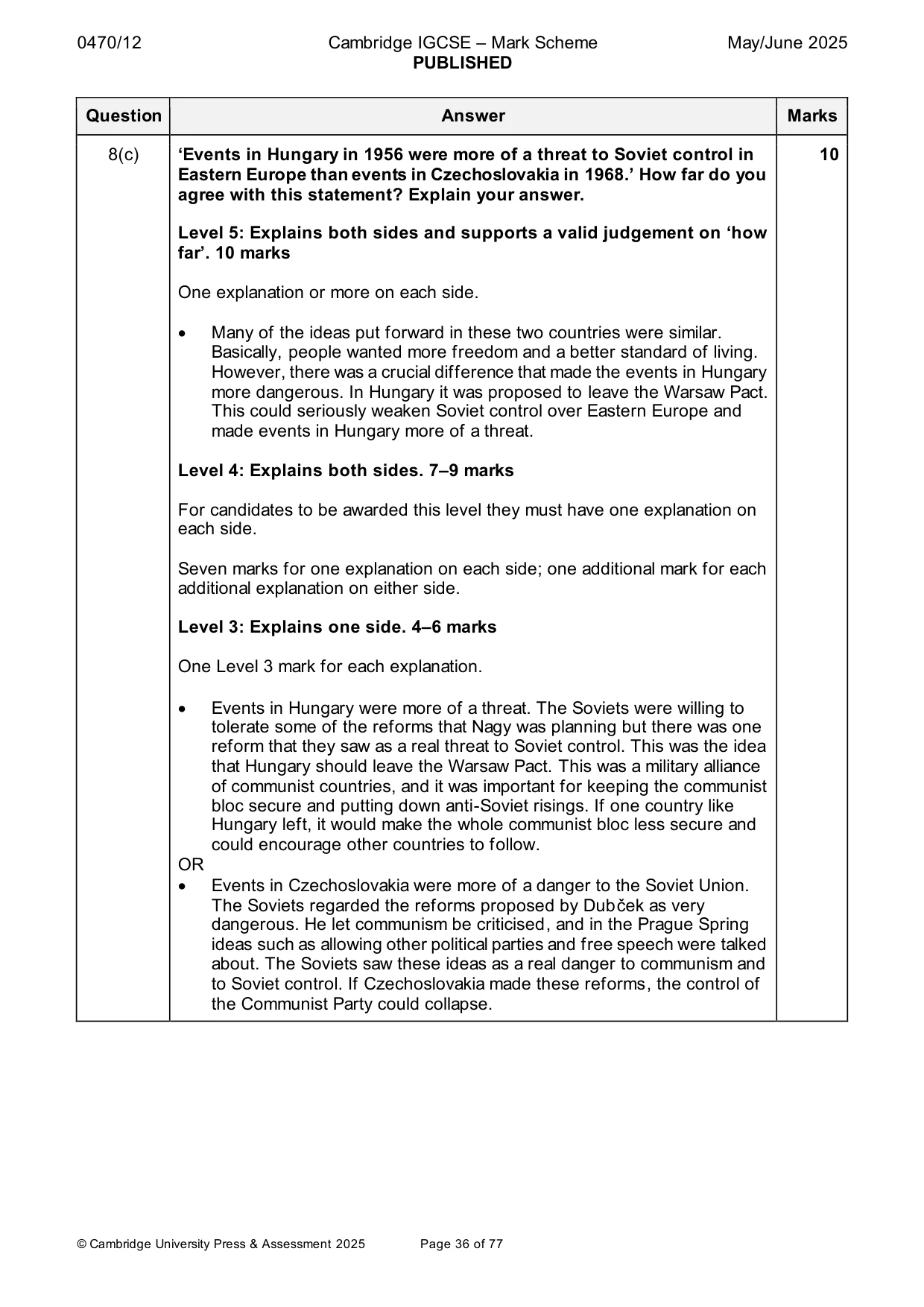 Mark scheme, page 36 of 77
