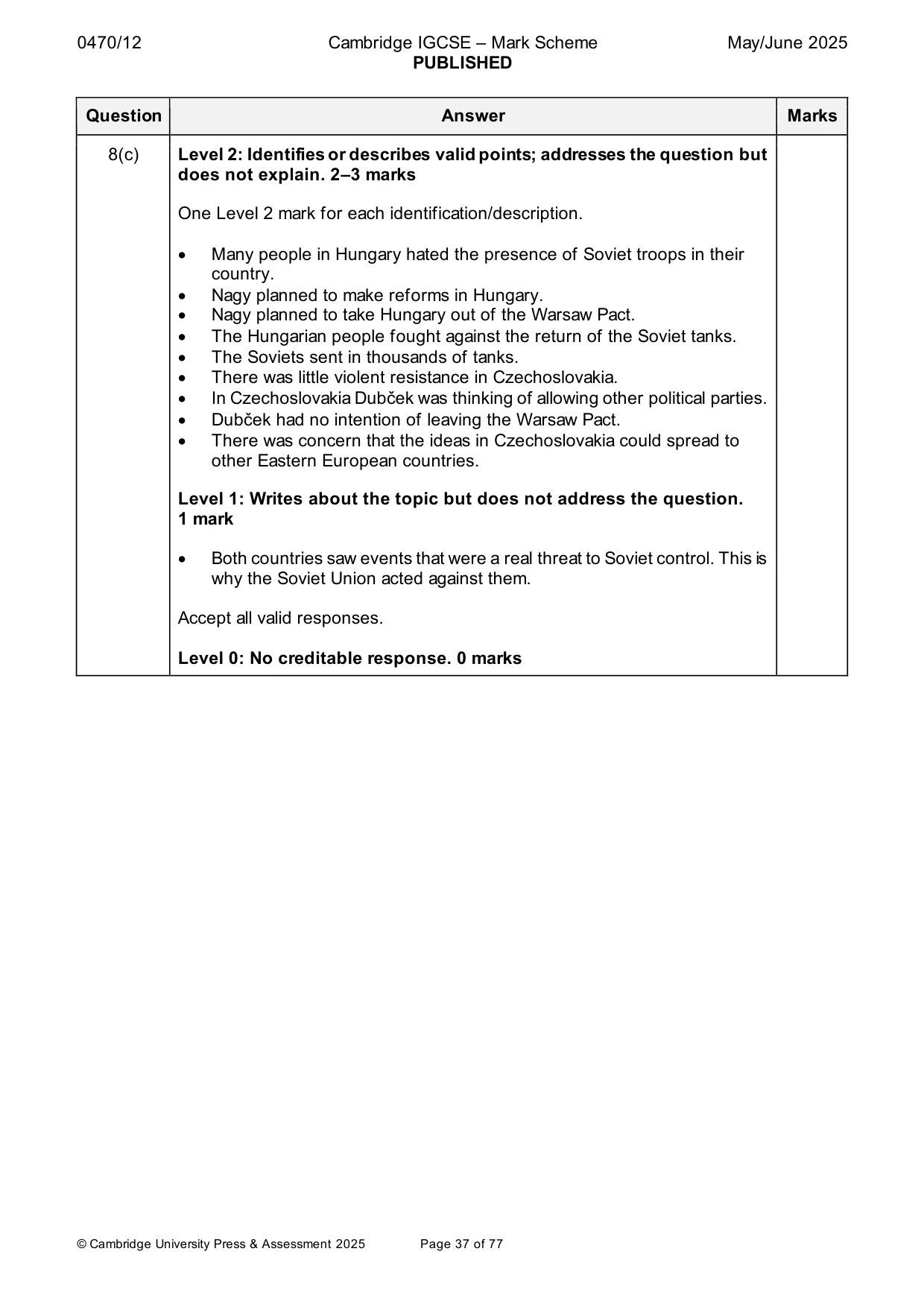 Mark scheme, page 37 of 77