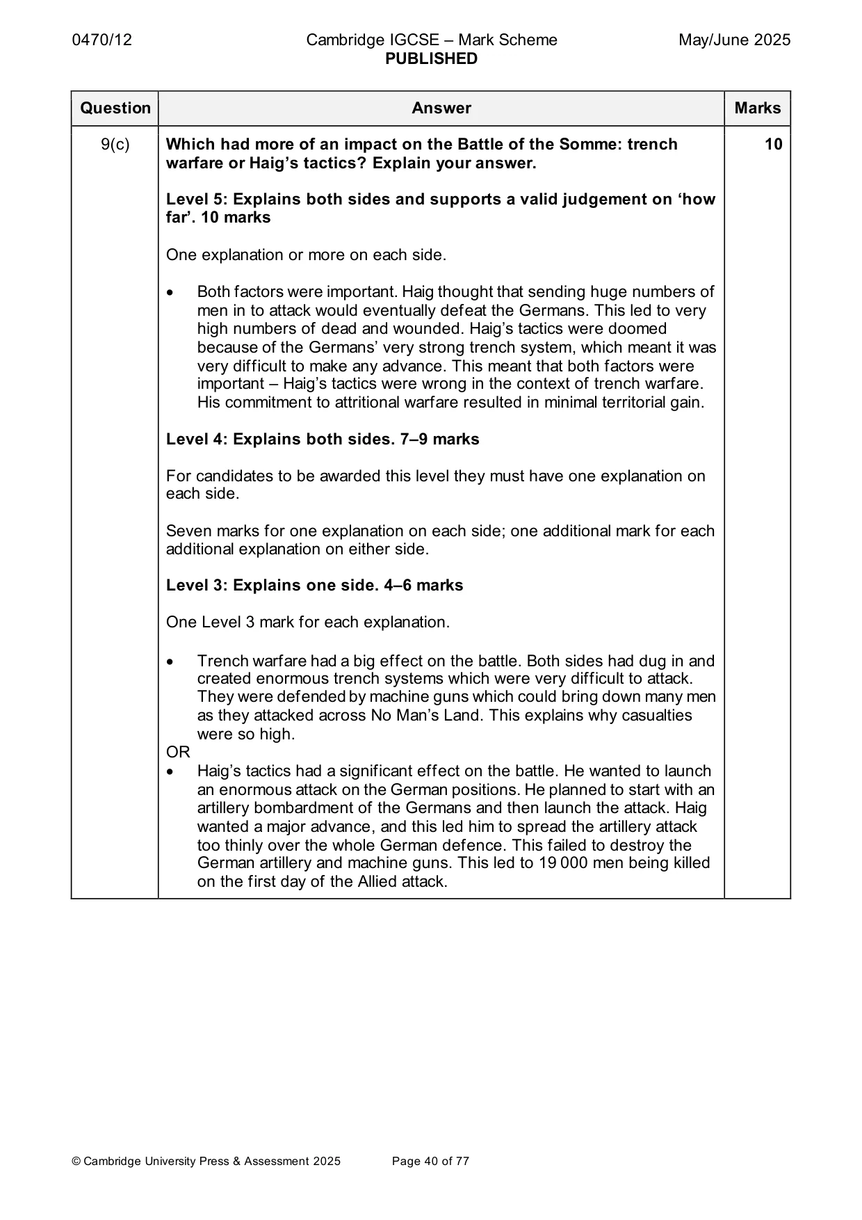 Mark scheme, page 40 of 77