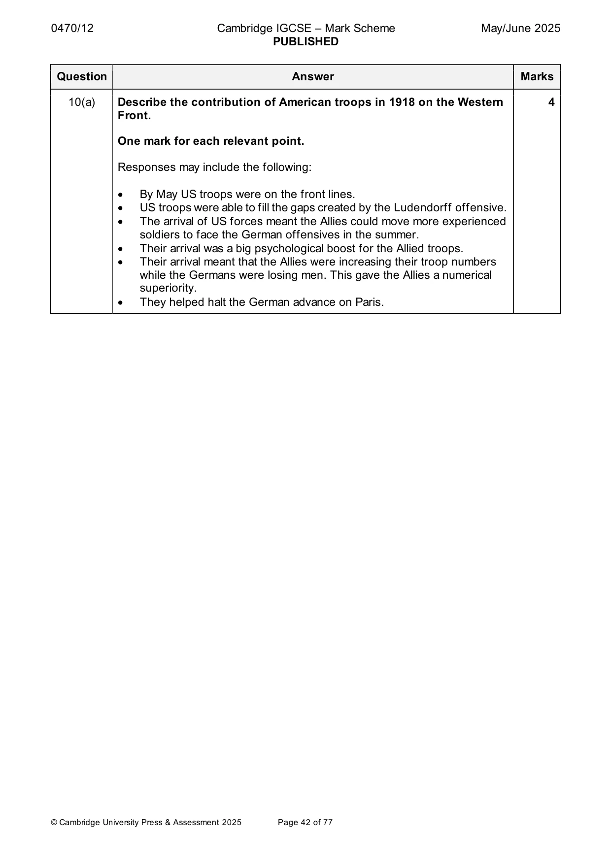 Mark scheme, page 42 of 77