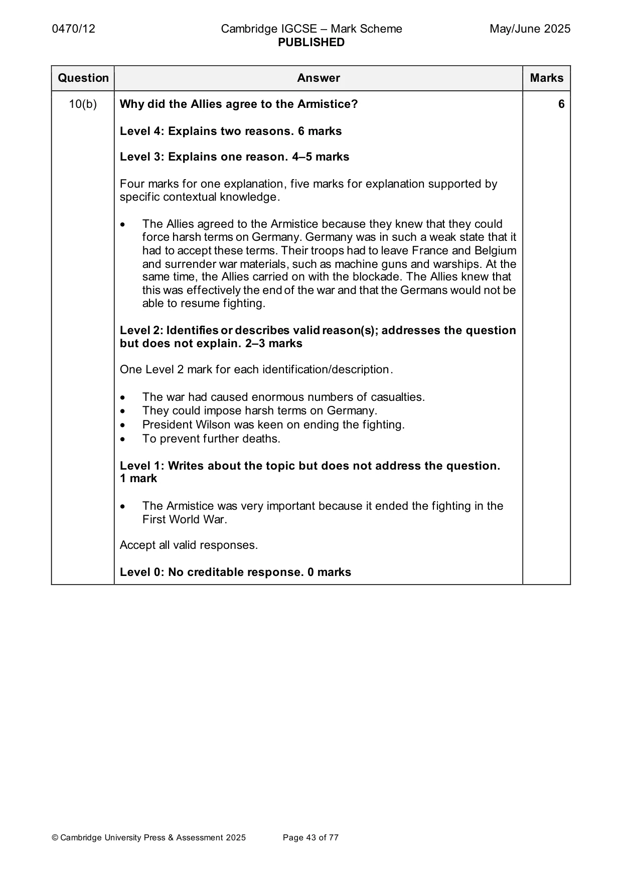 Mark scheme, page 43 of 77