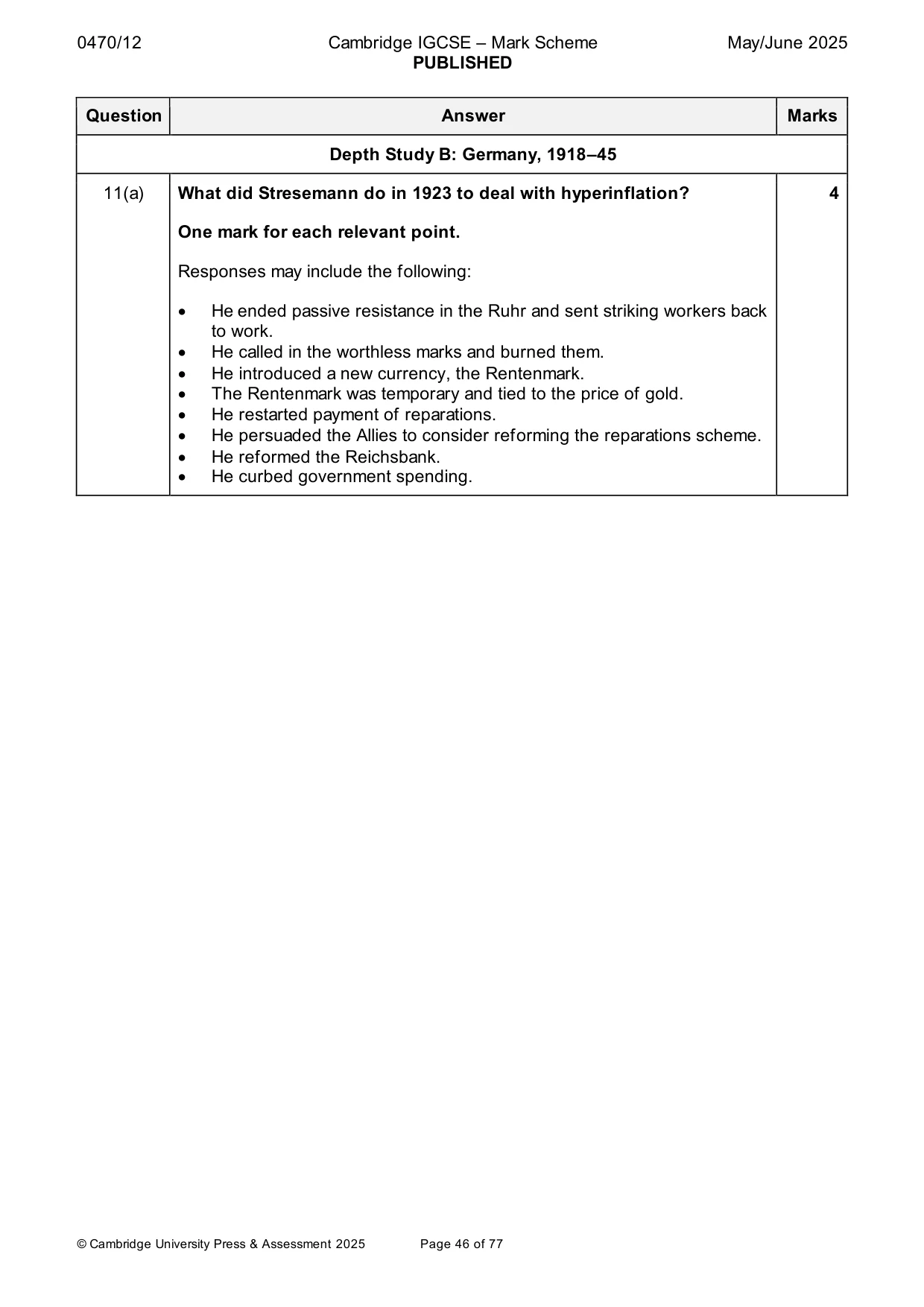 Mark scheme, page 46 of 77