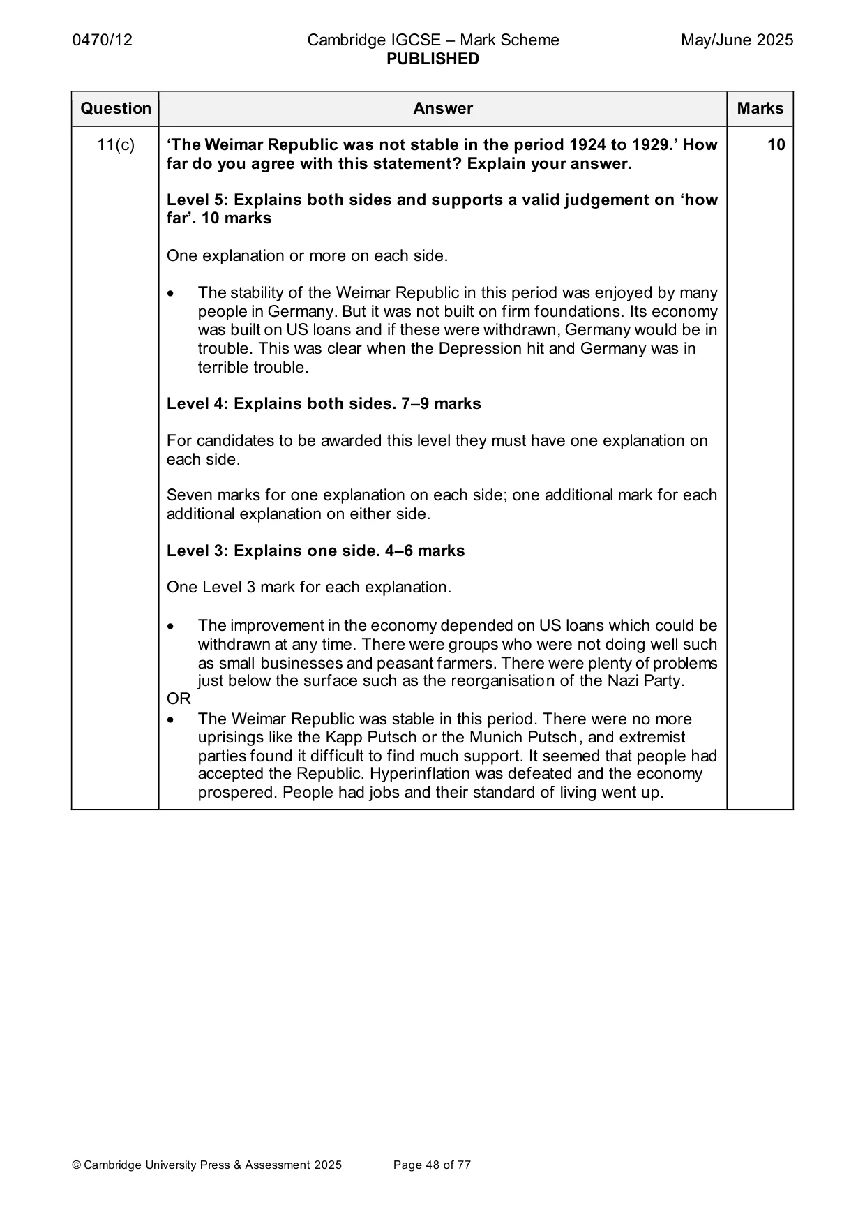 Mark scheme, page 48 of 77