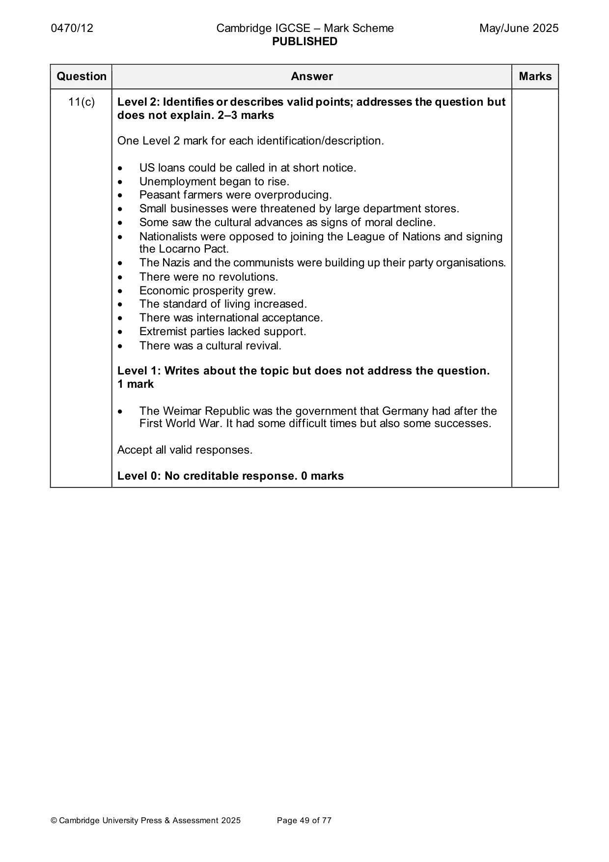 Mark scheme, page 49 of 77