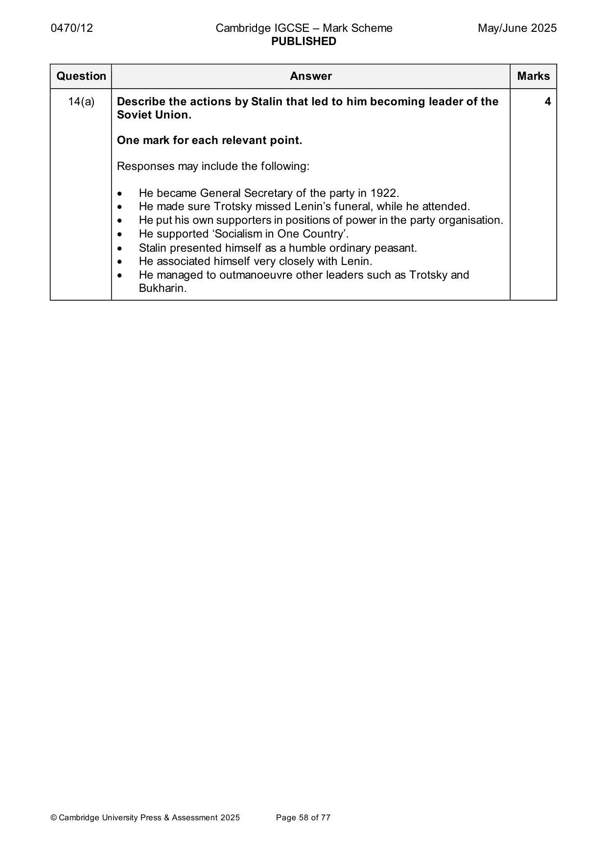 Mark scheme, page 58 of 77