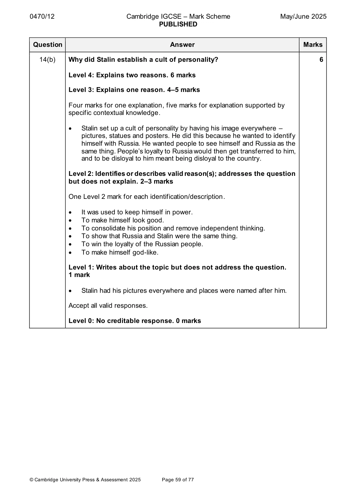 Mark scheme, page 59 of 77