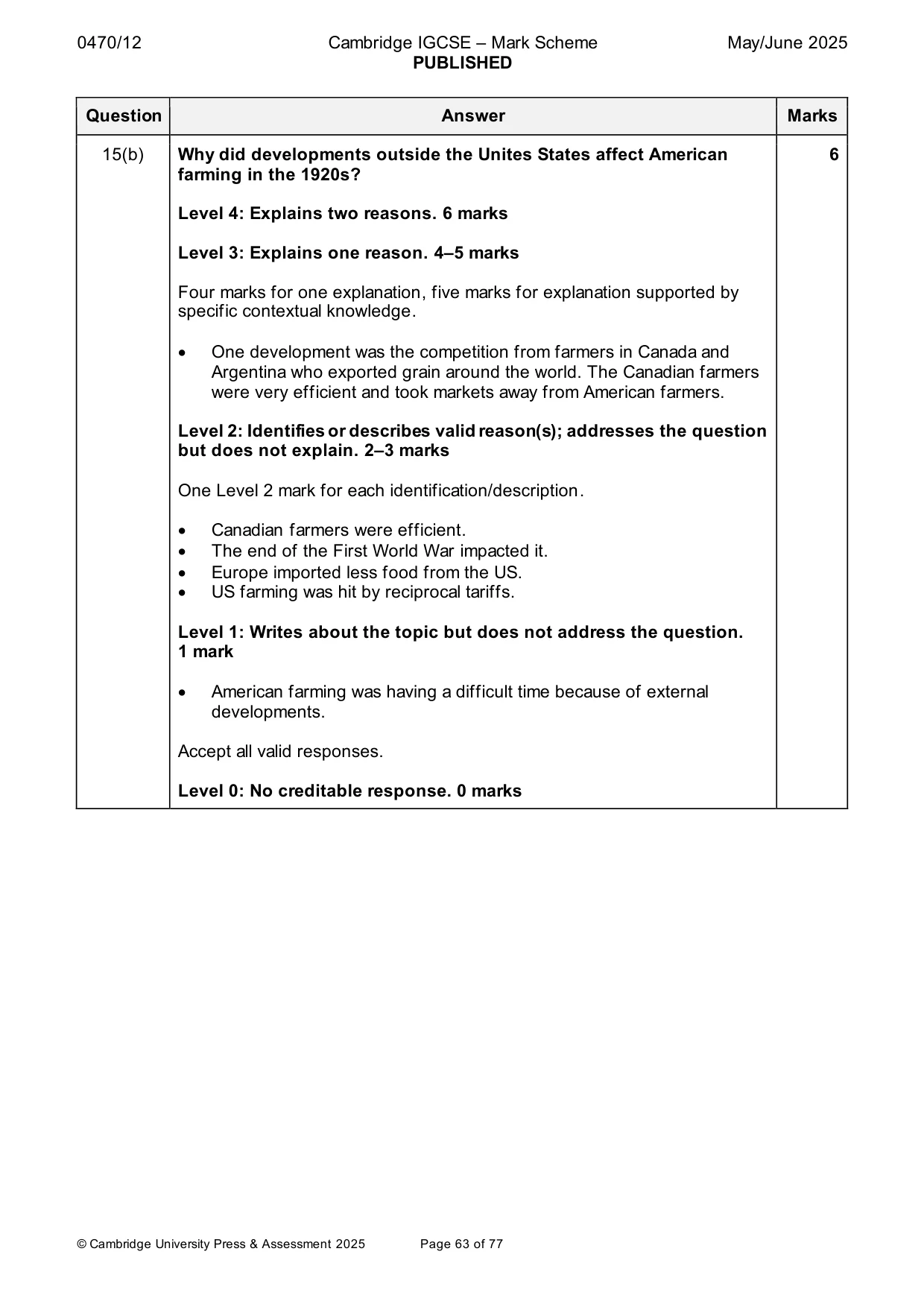 Mark scheme, page 63 of 77