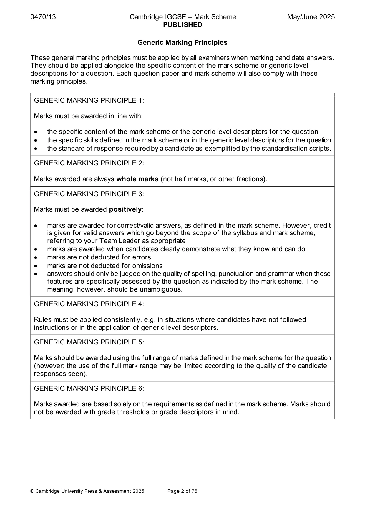 Mark scheme, page 2 of 76