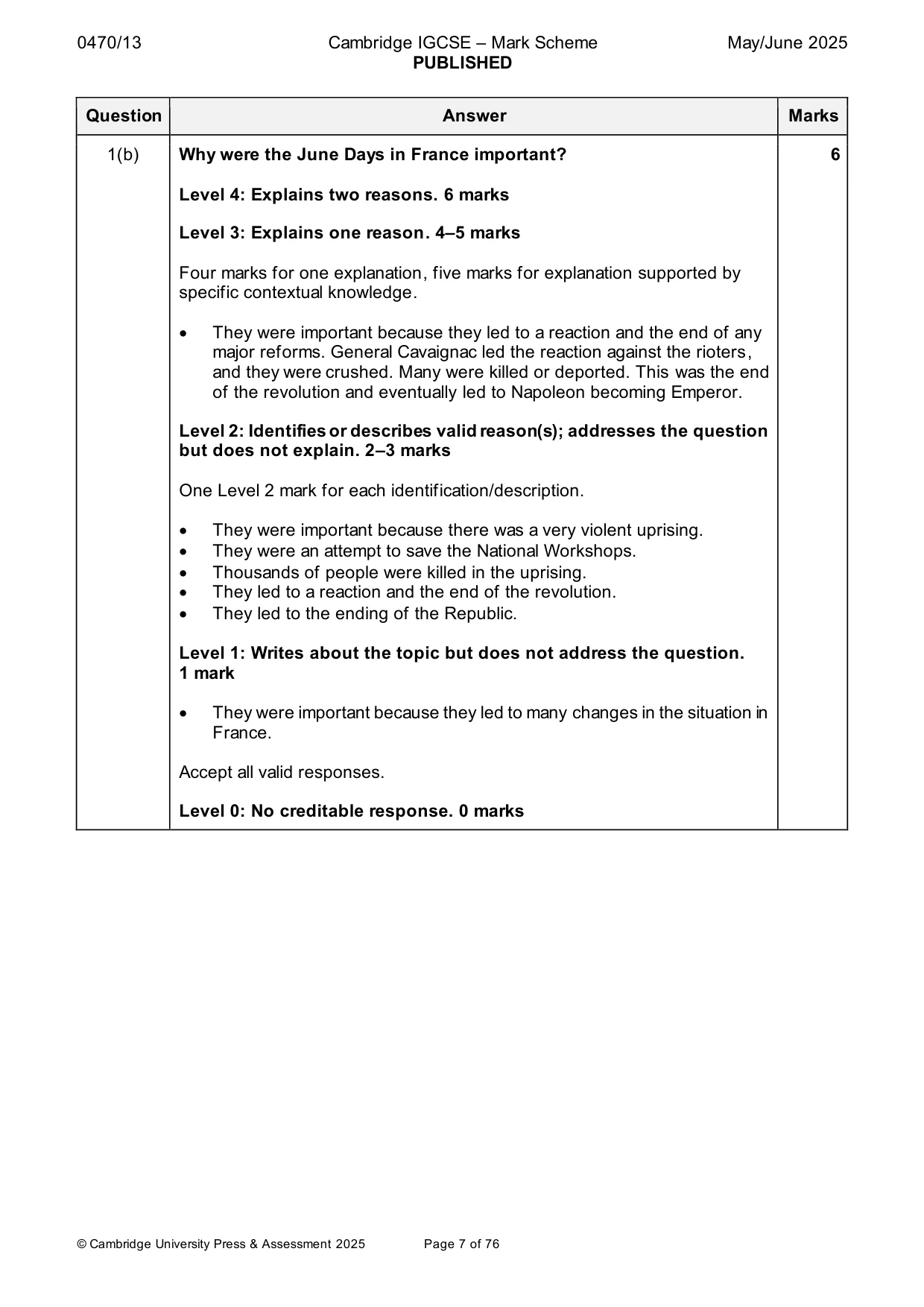 Mark scheme, page 7 of 76