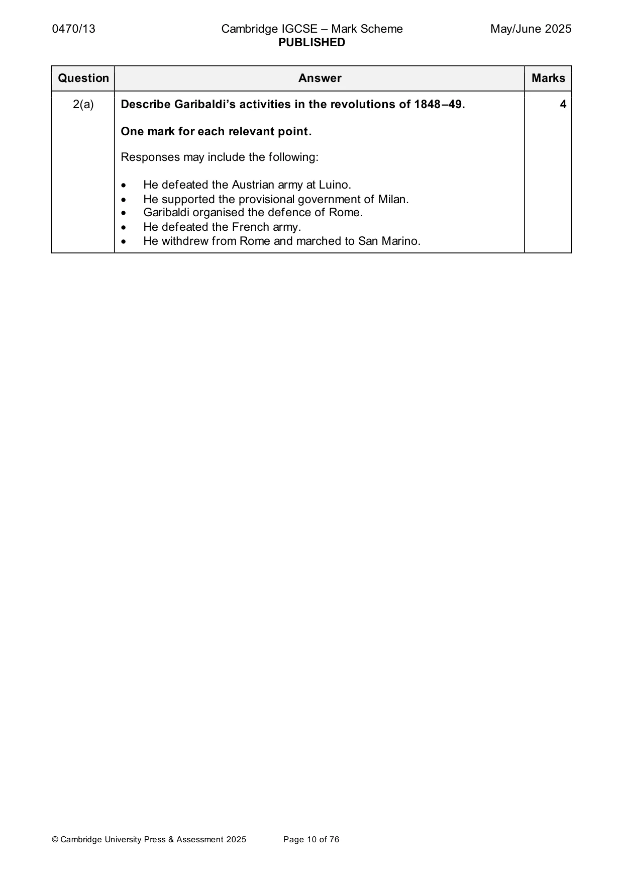 Mark scheme, page 10 of 76