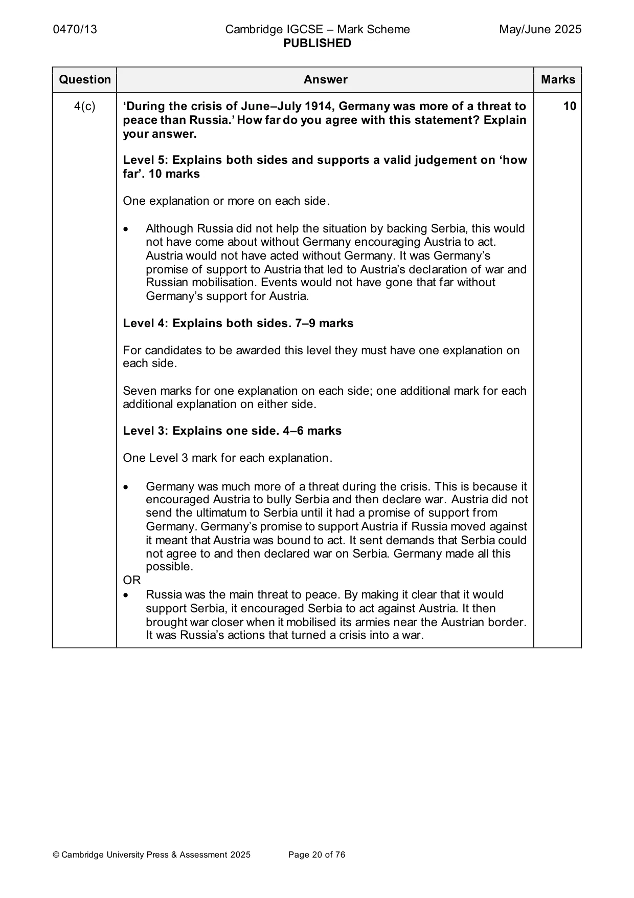 Mark scheme, page 20 of 76