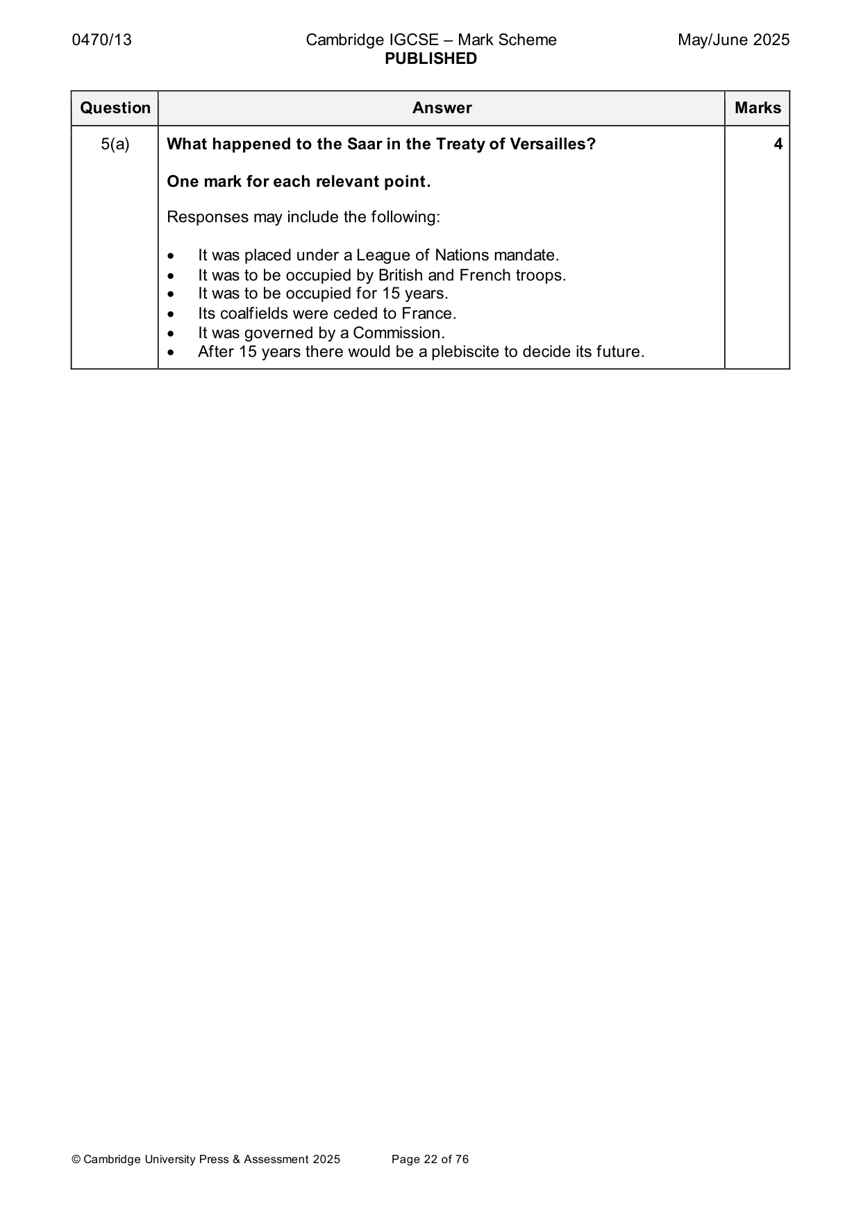 Mark scheme, page 22 of 76