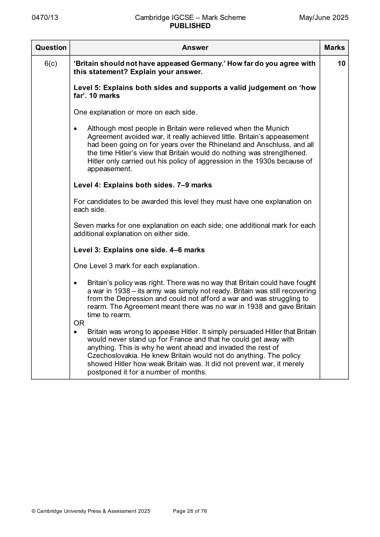 Mark scheme, page 28 of 76
