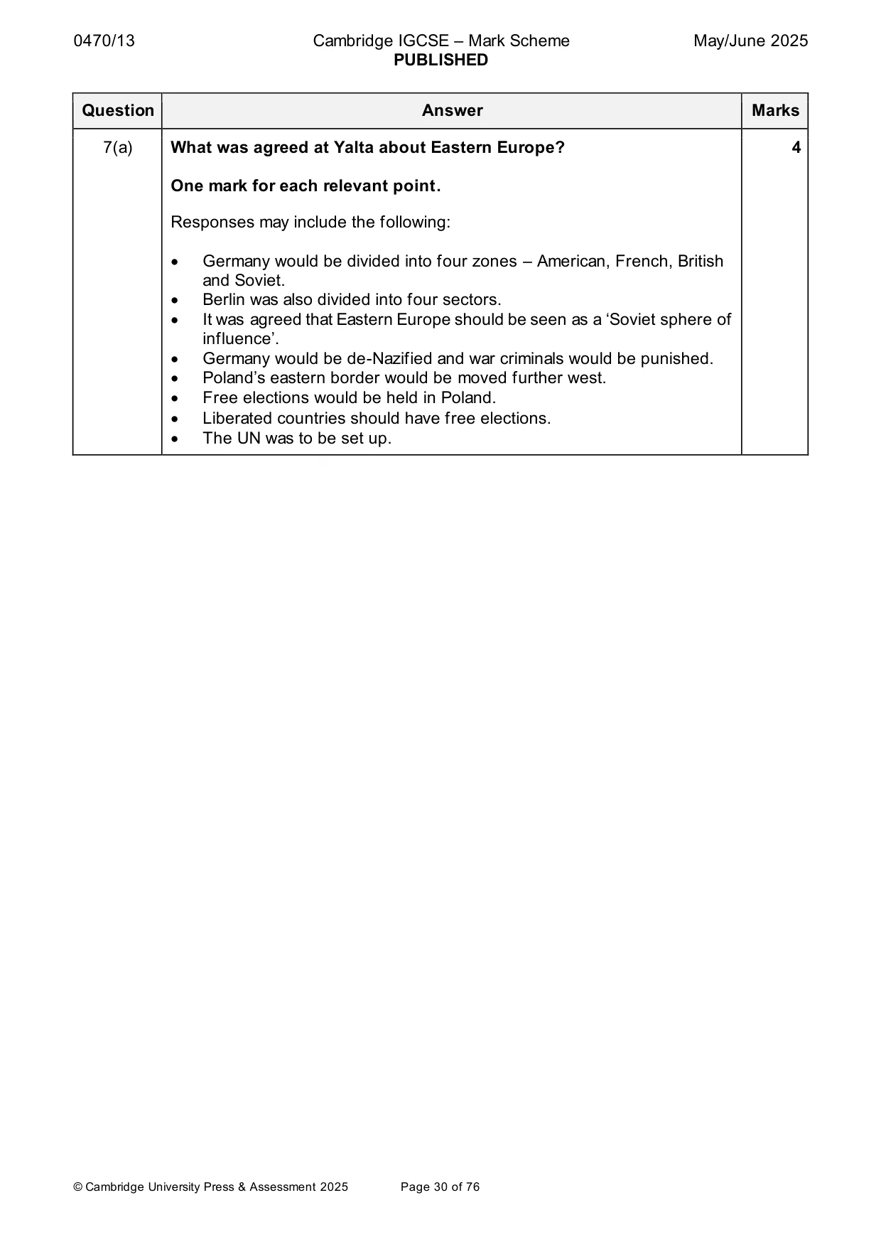 Mark scheme, page 30 of 76