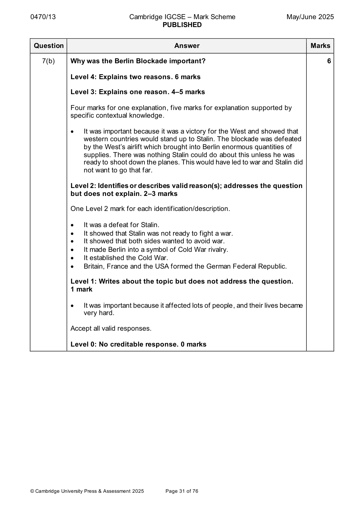 Mark scheme, page 31 of 76
