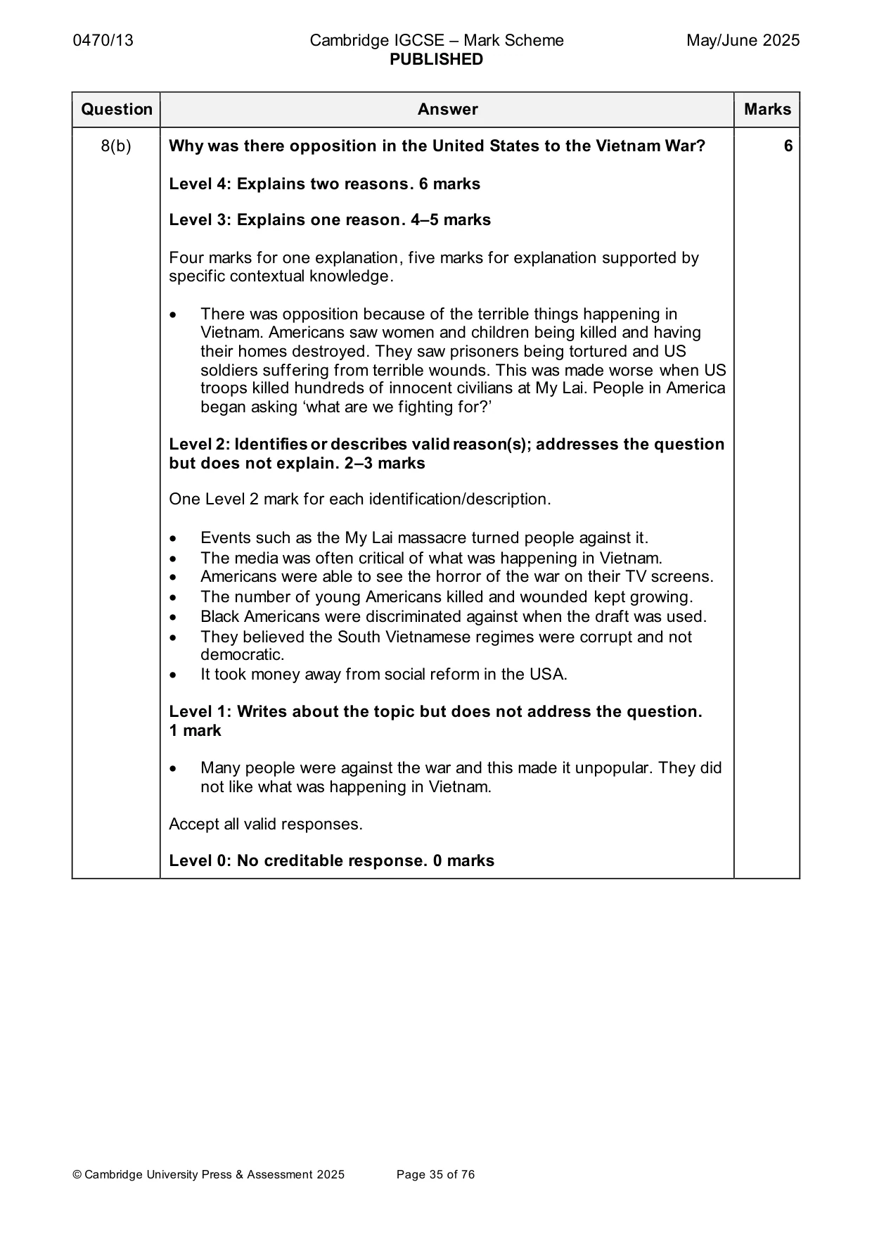 Mark scheme, page 35 of 76