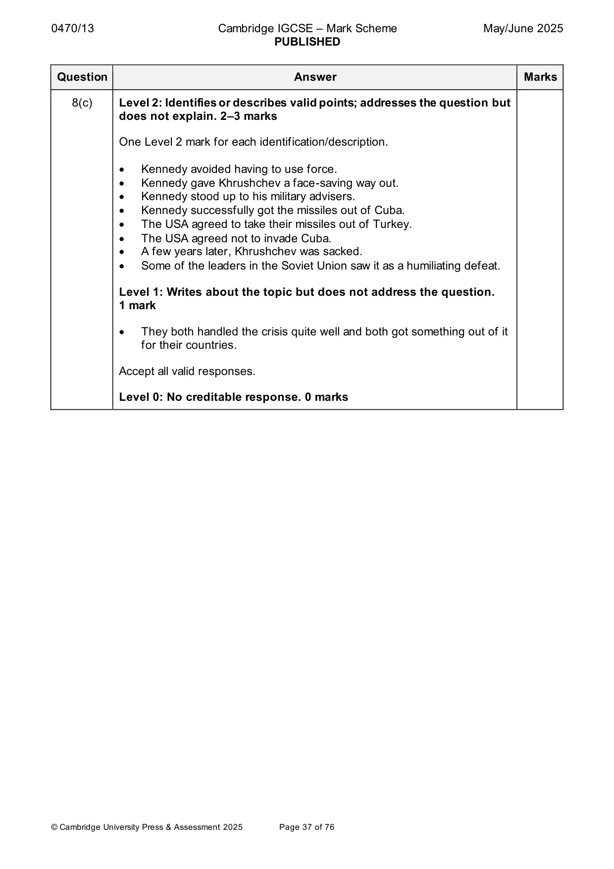 Mark scheme, page 37 of 76