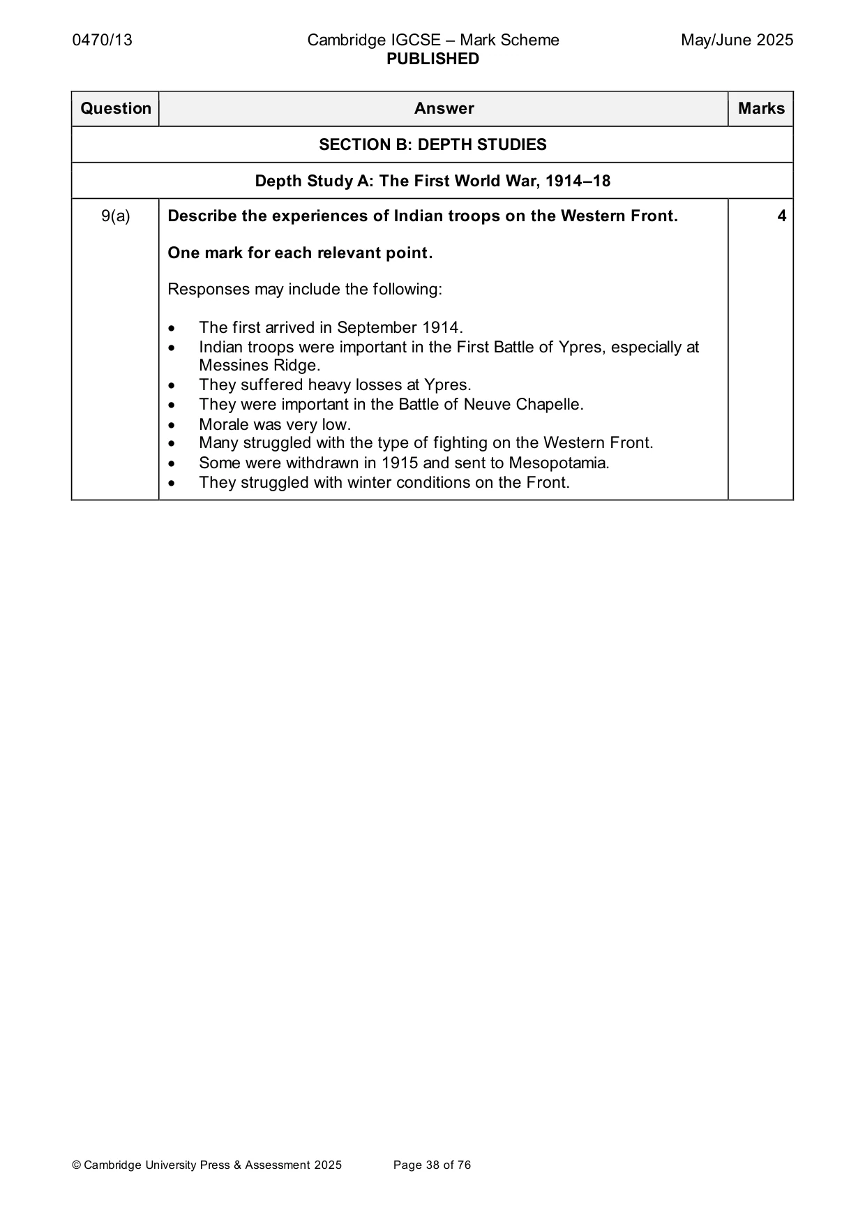Mark scheme, page 38 of 76