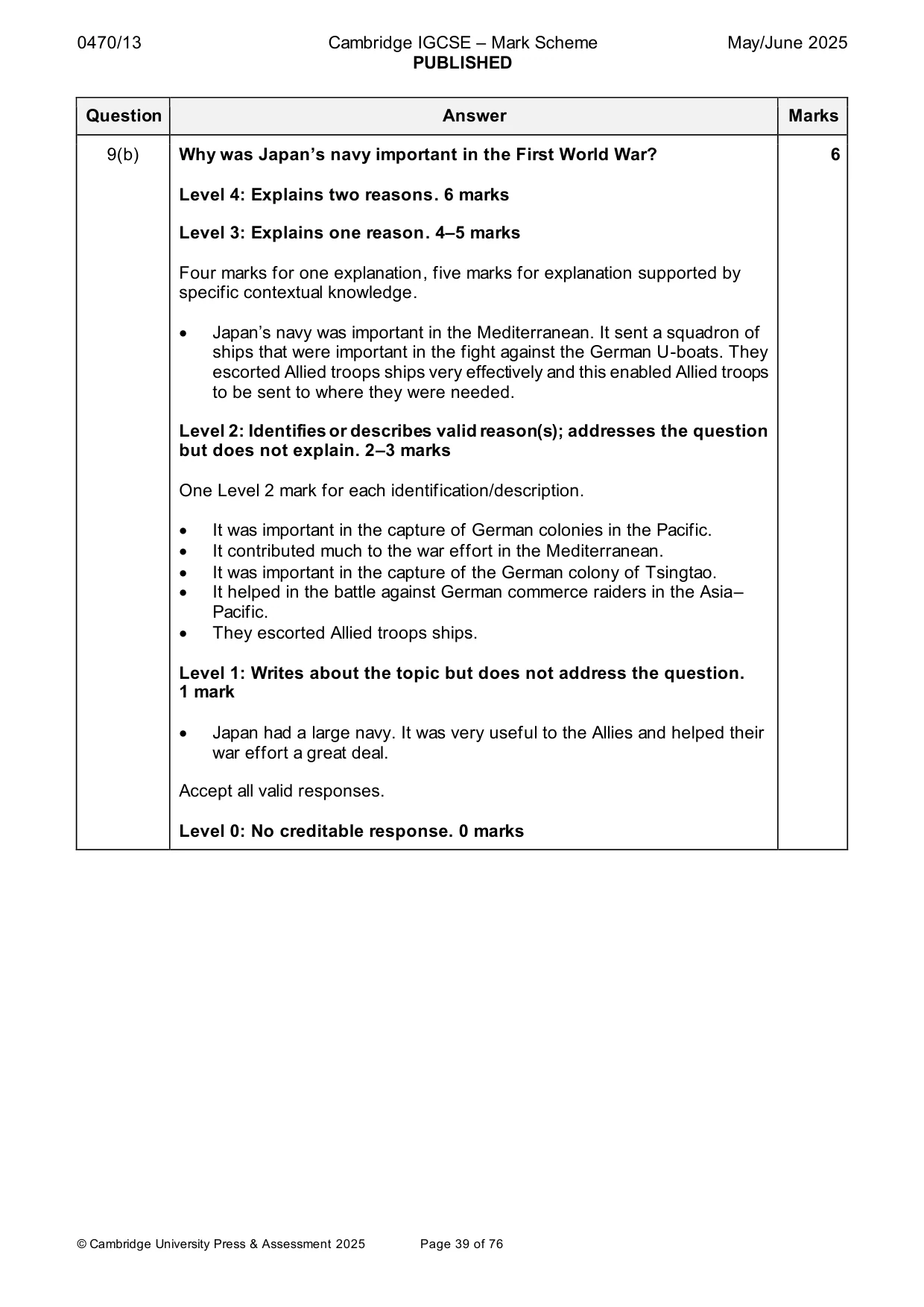 Mark scheme, page 39 of 76
