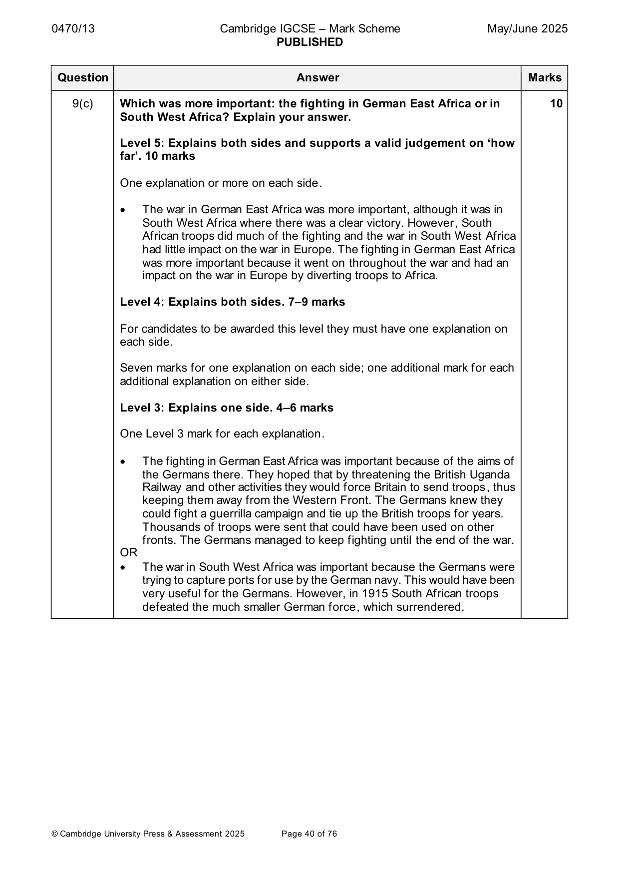 Mark scheme, page 40 of 76