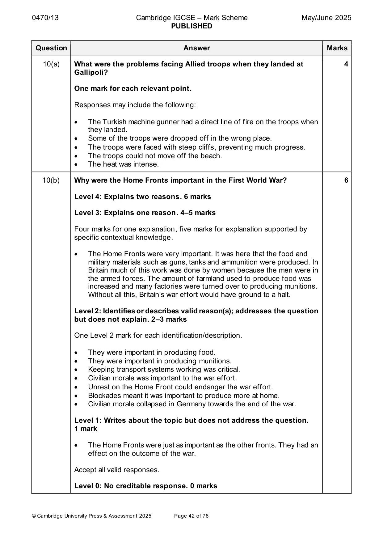 Mark scheme, page 42 of 76
