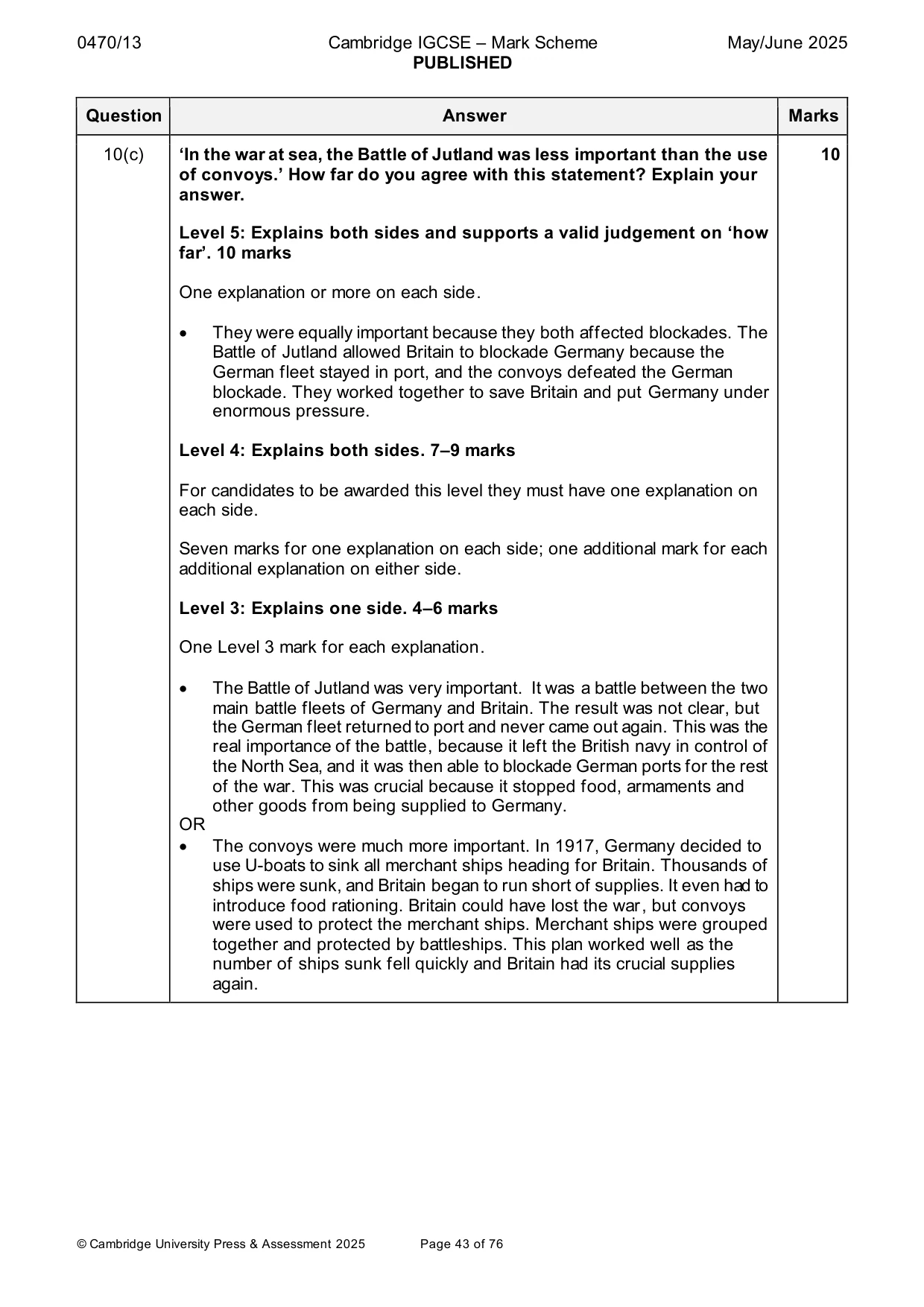 Mark scheme, page 43 of 76