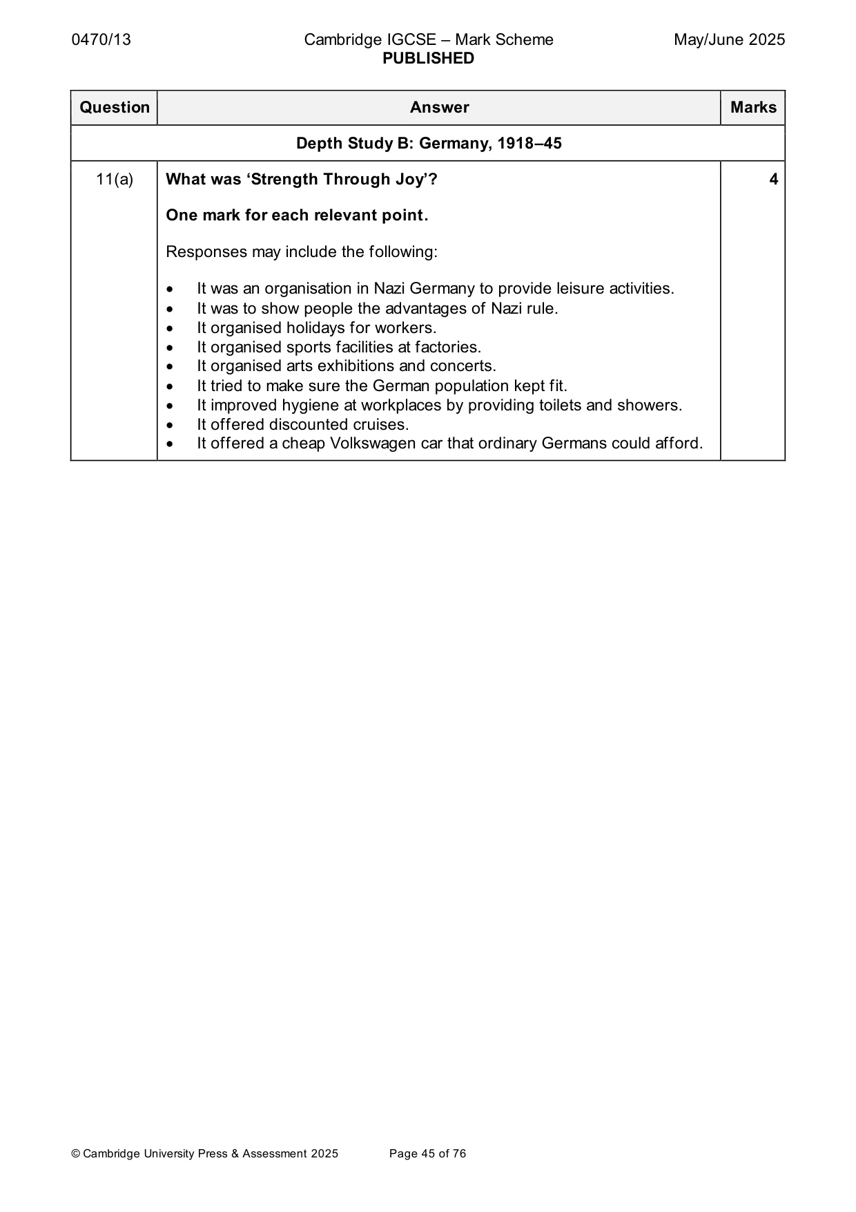 Mark scheme, page 45 of 76