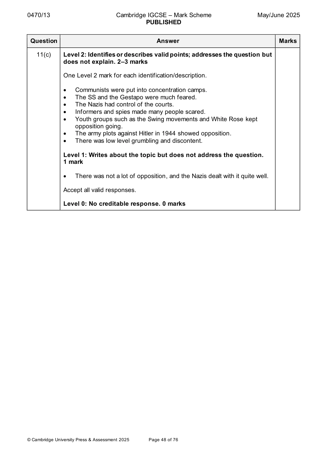 Mark scheme, page 48 of 76